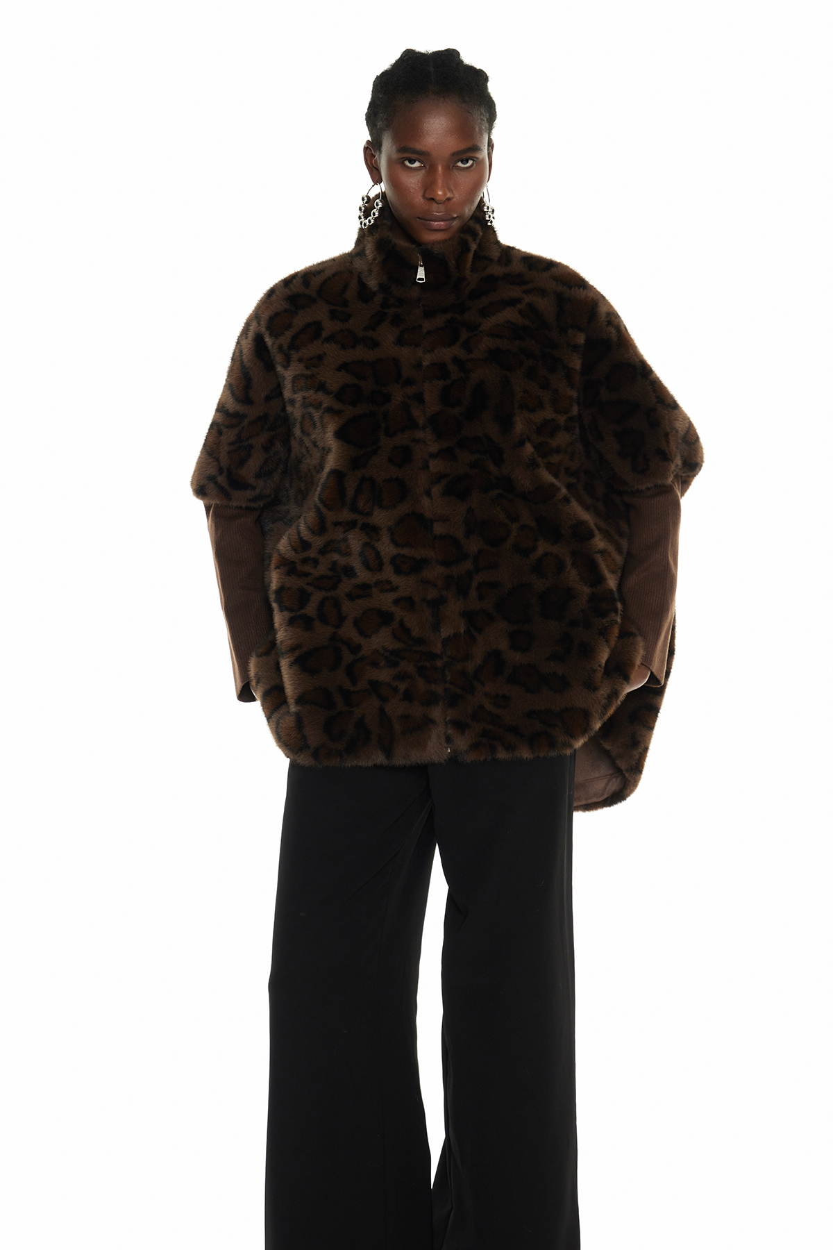 Edel Leopard Faux Fur Jacket In Deep Brown