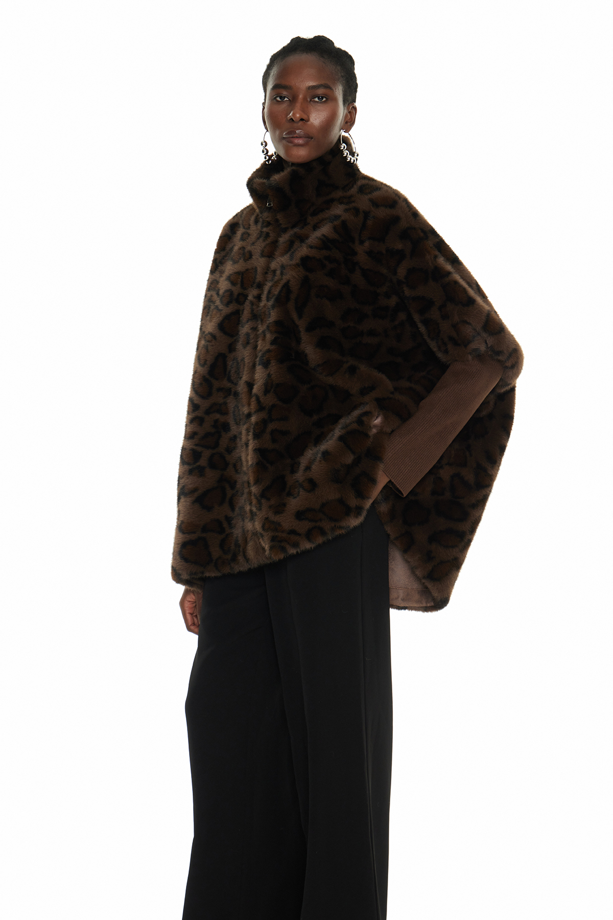 Edel Leopard Faux Fur Jacket In Deep Brown
