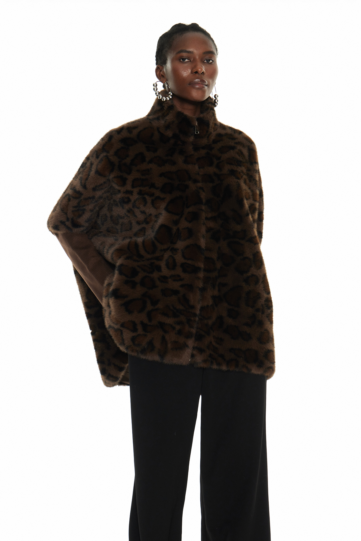 Edel Leopard Faux Fur Jacket In Deep Brown