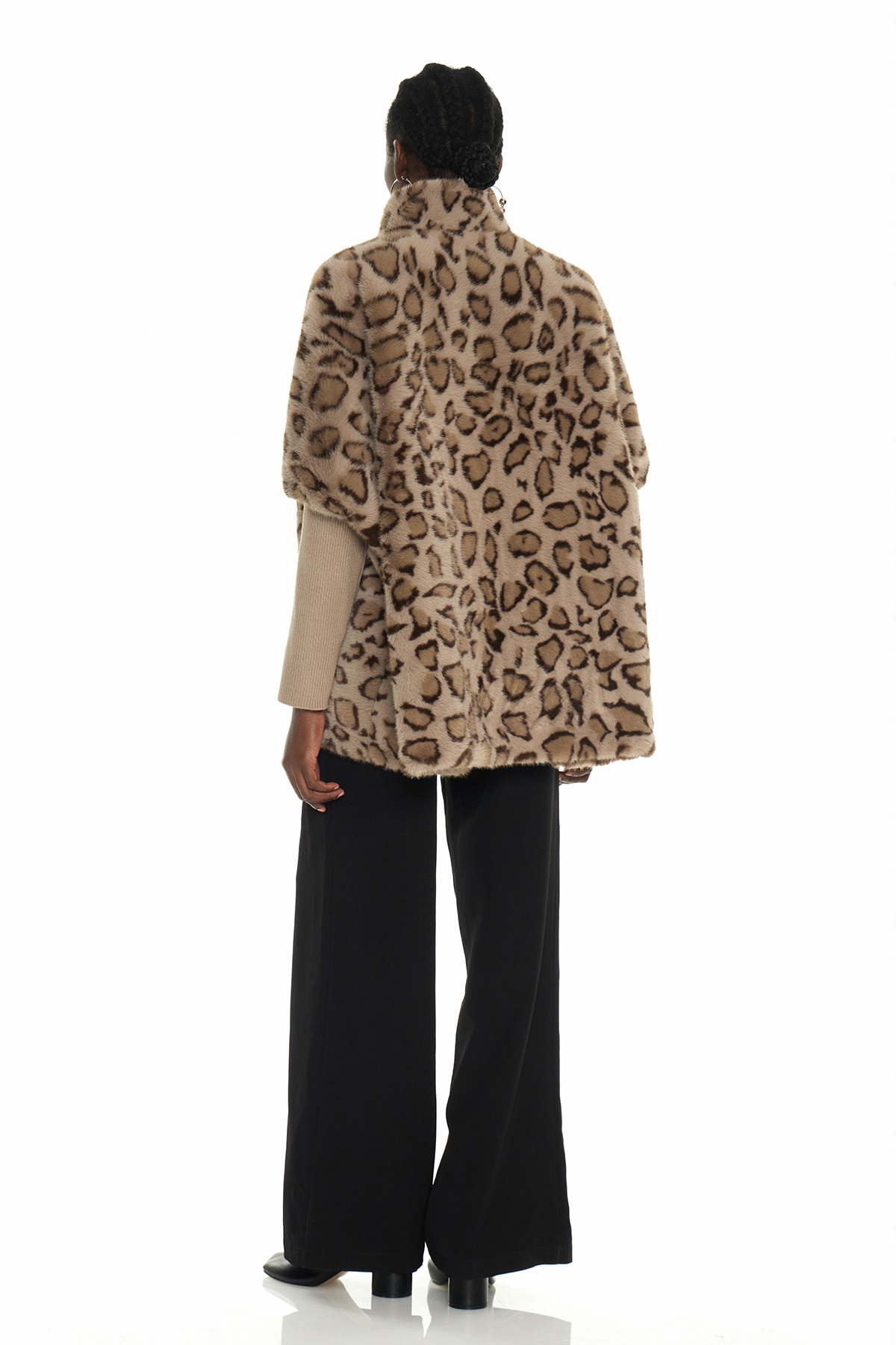 Edel Leopard Faux Fur Jacket In Khaki