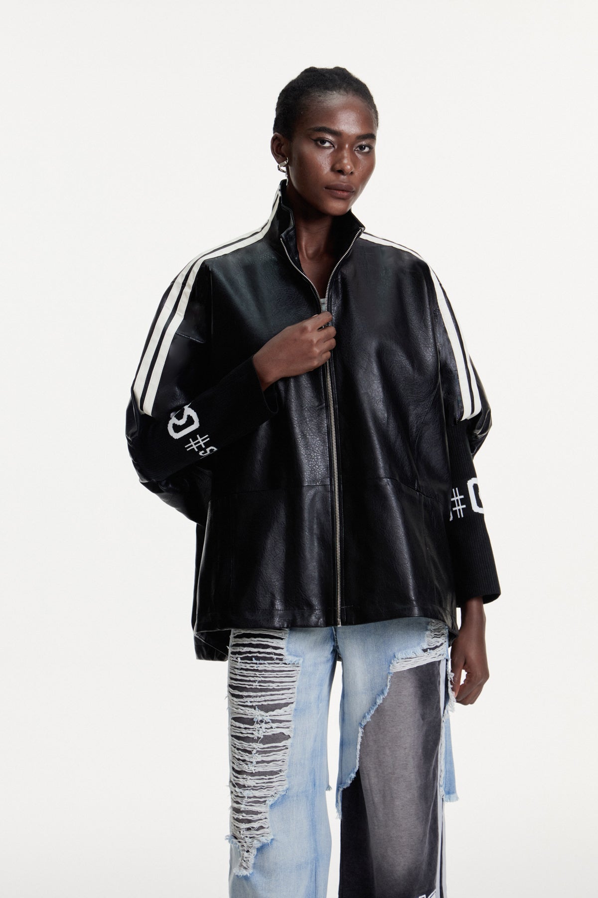 Edel Stand Collar Leather Jacket