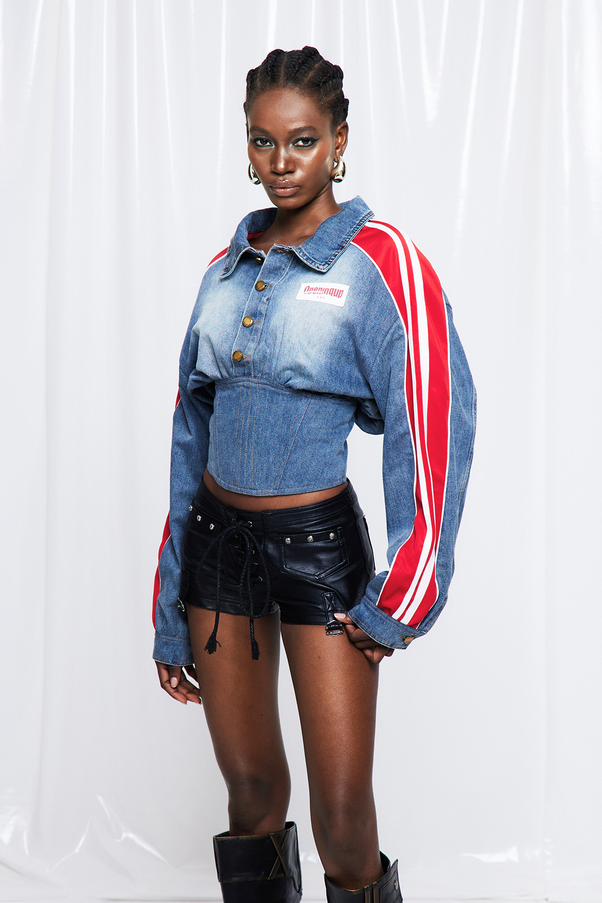 Edelgard Stripe Corset Denim Top