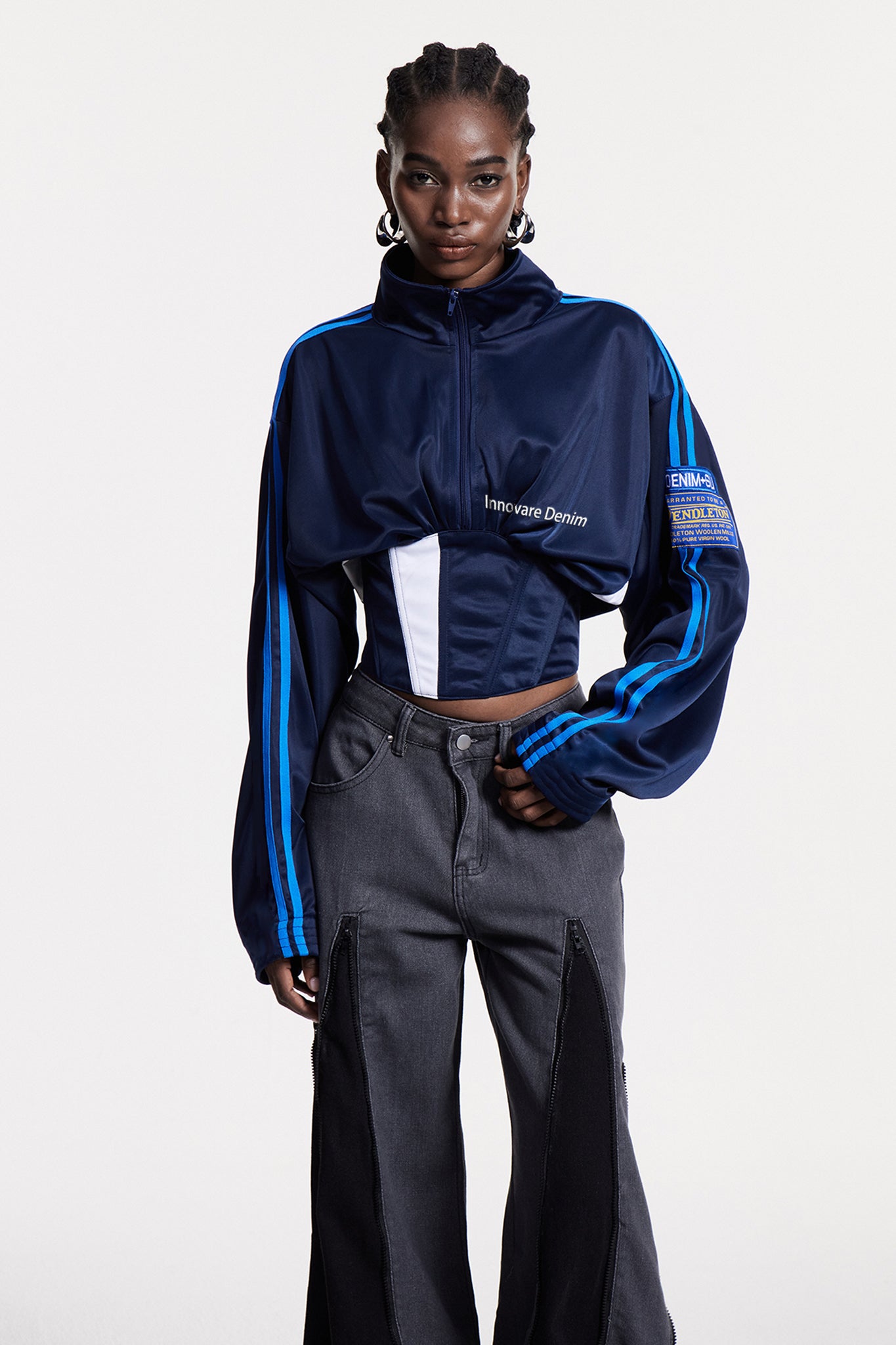Edelgard Lace Up Corset Top In Blue – Innovare Denim