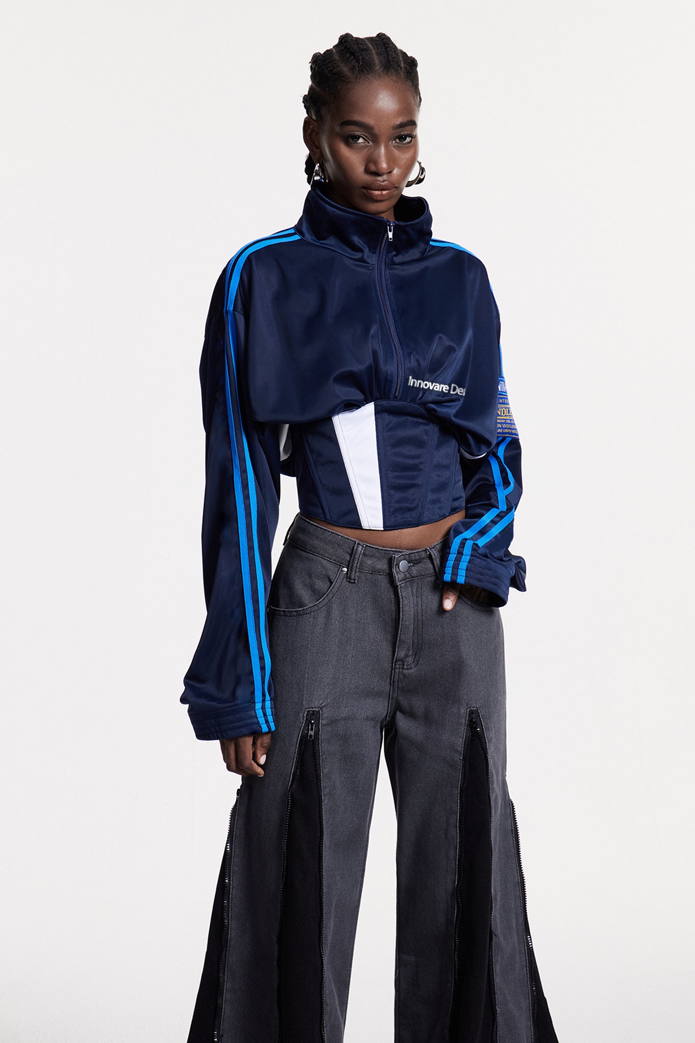 Edelgard Lace Up Corset Top In Blue – Innovare Denim