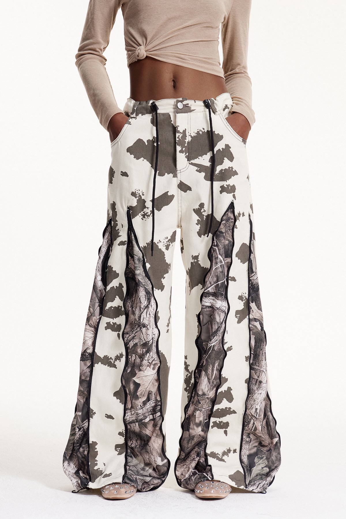 Edelmira Deconstruct Print Barrel Jeans