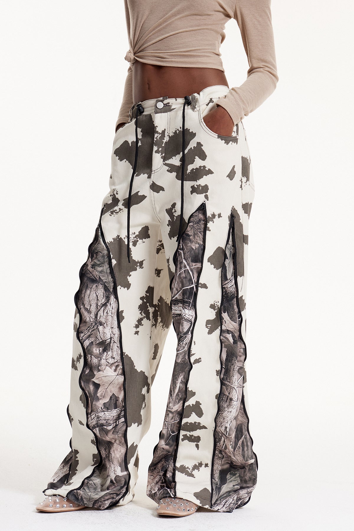 Edelmira Deconstruct Print Barrel Jeans