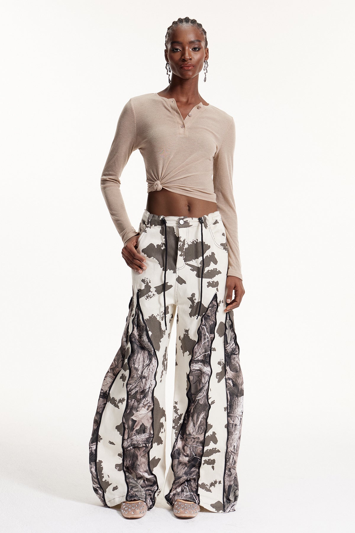 Edelmira Deconstruct Print Barrel Jeans