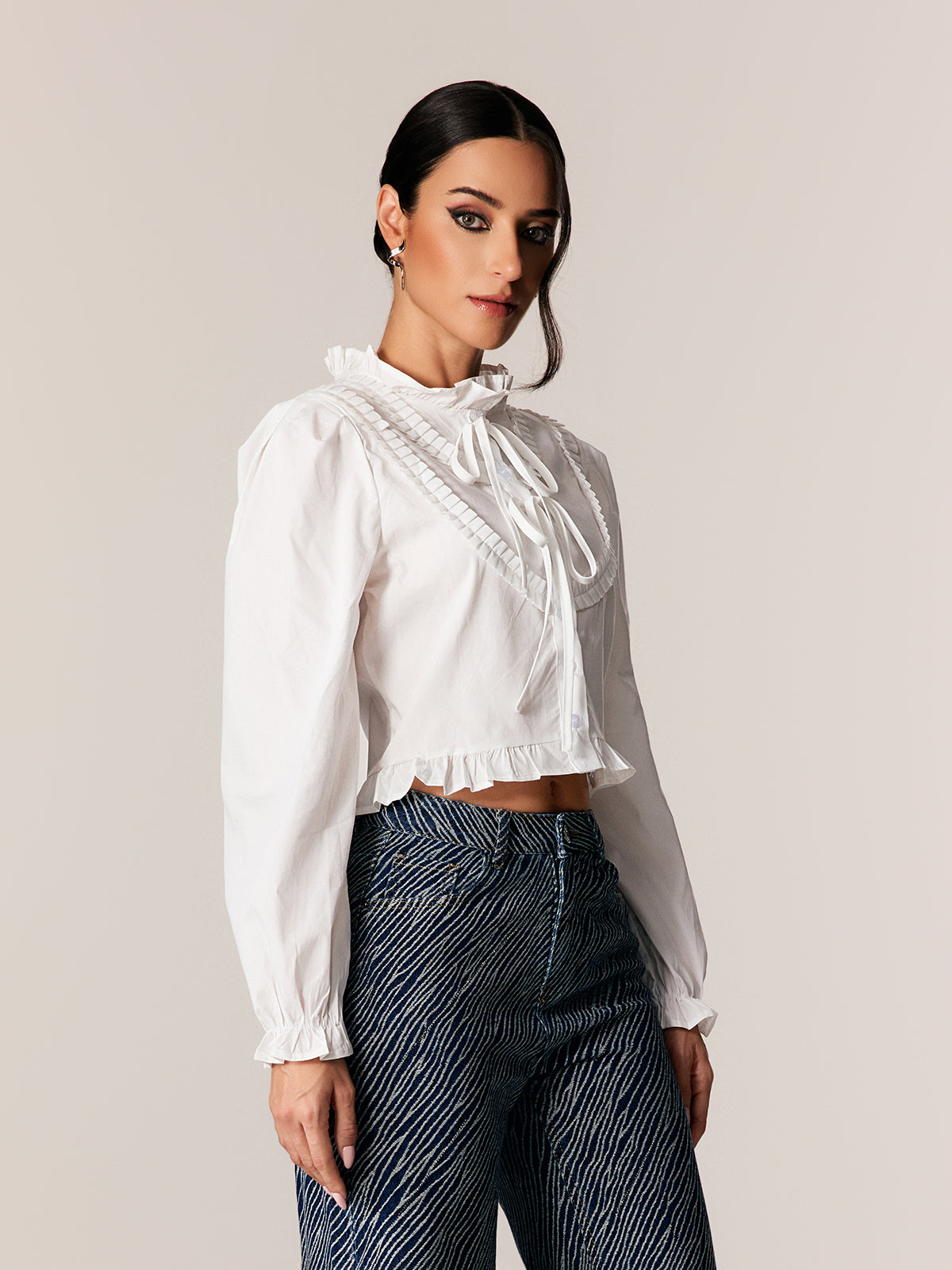 Edeltraut Balloon Sleeve Ruffle Shirt