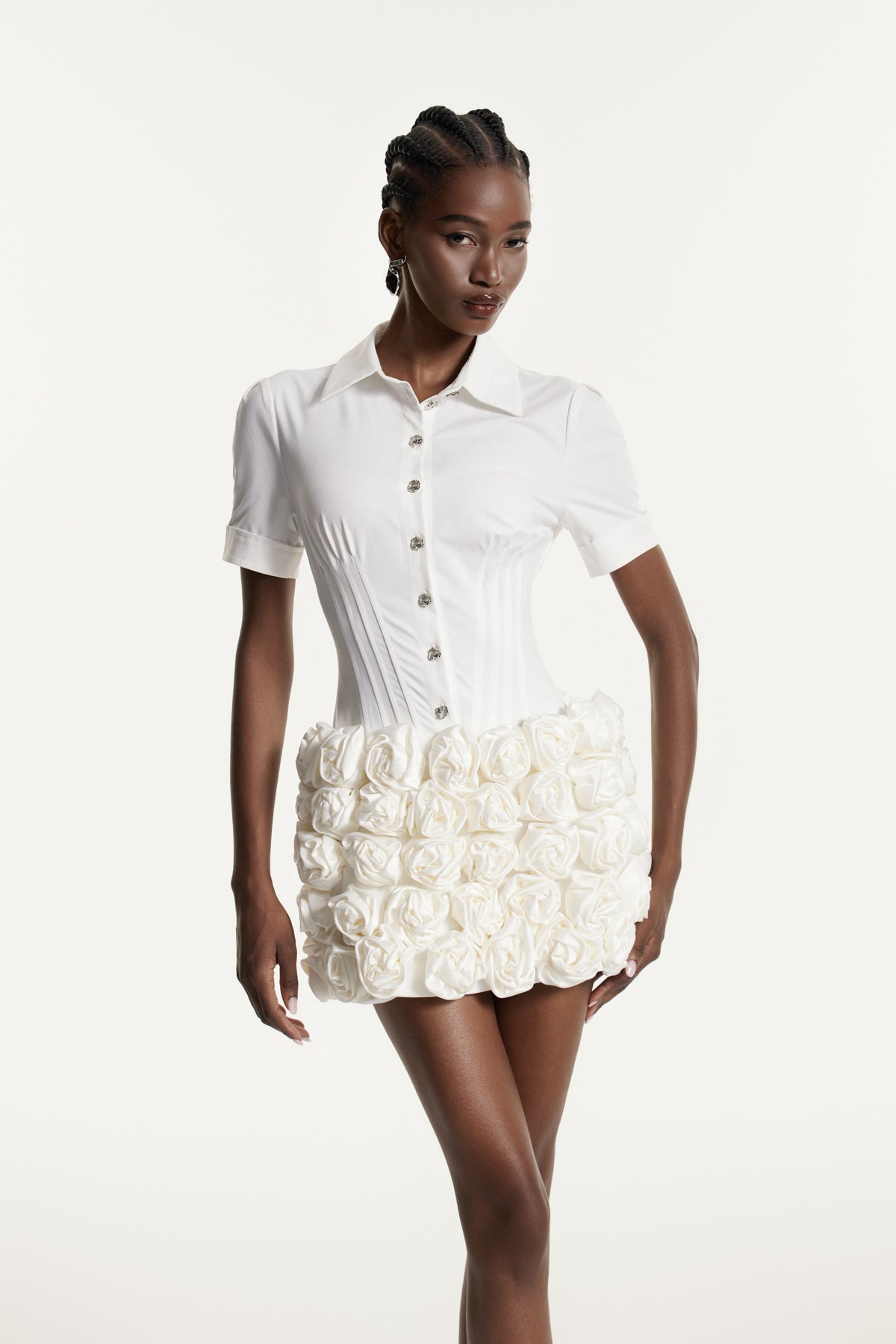 Edmao Flower Ruch Mini Dress