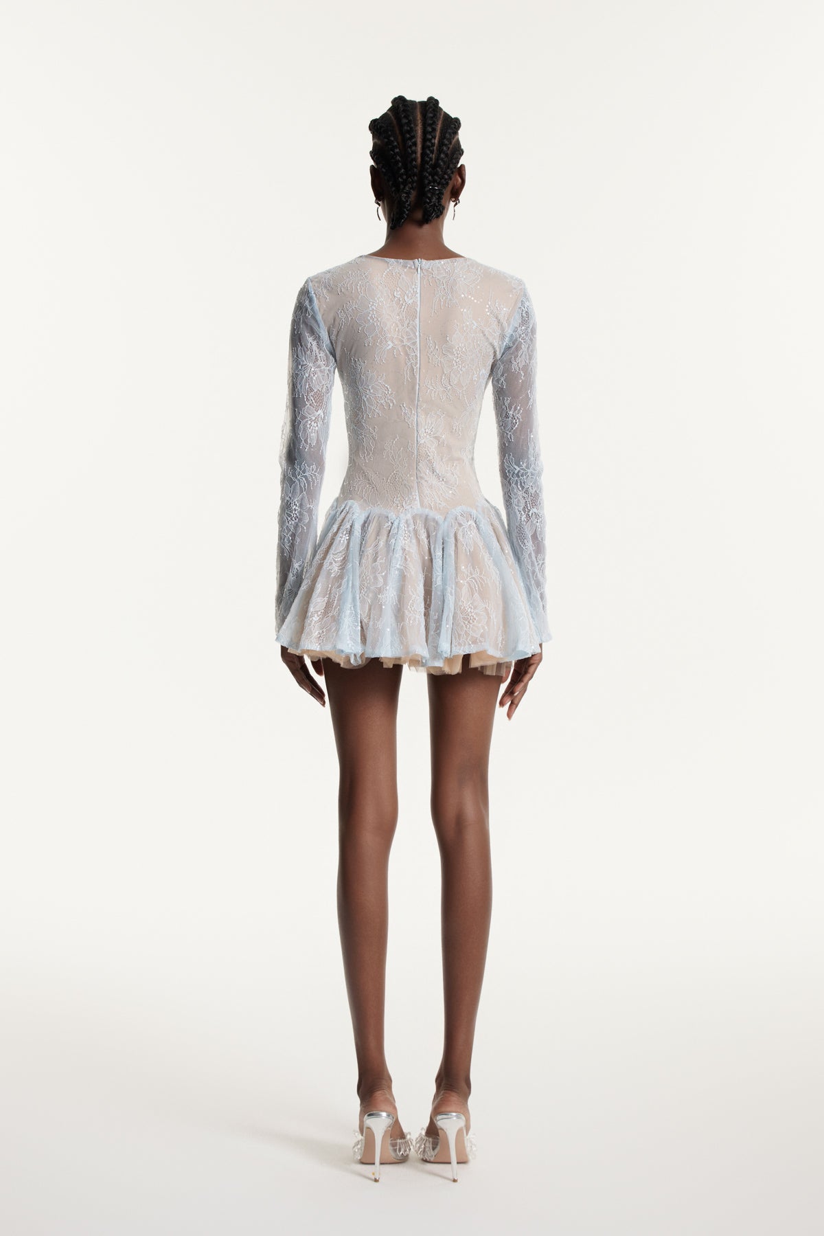 Edmond Lace Sequin Puffy Mini Dress