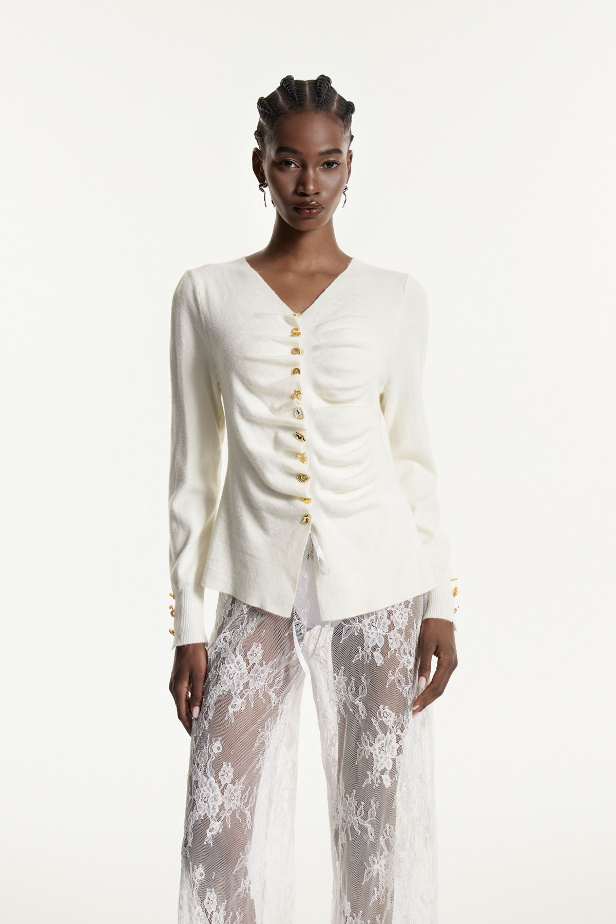 Edmonda Ruch Knit Top In White