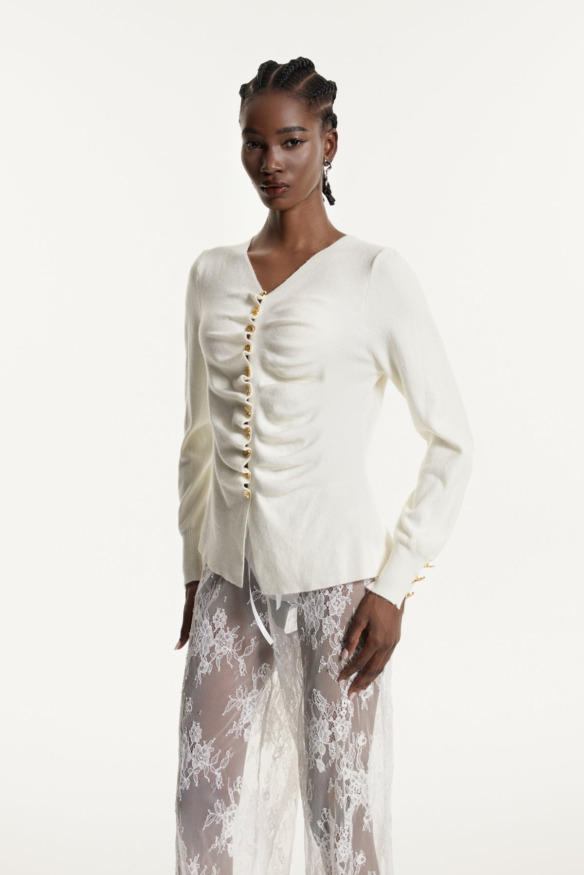Edmonda Ruch Knit Top In White