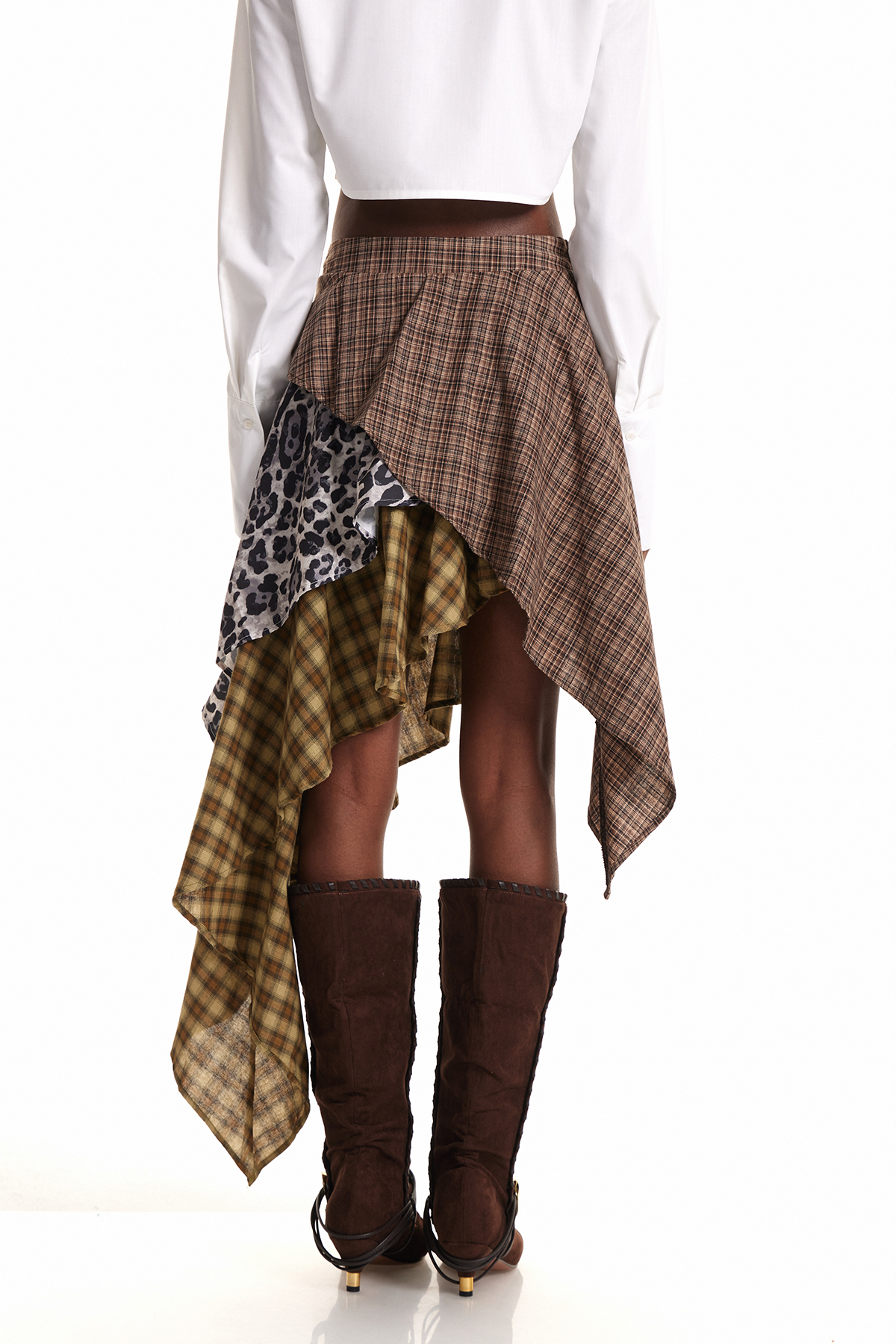 Edoardo Grid Leopard Mini Skirt