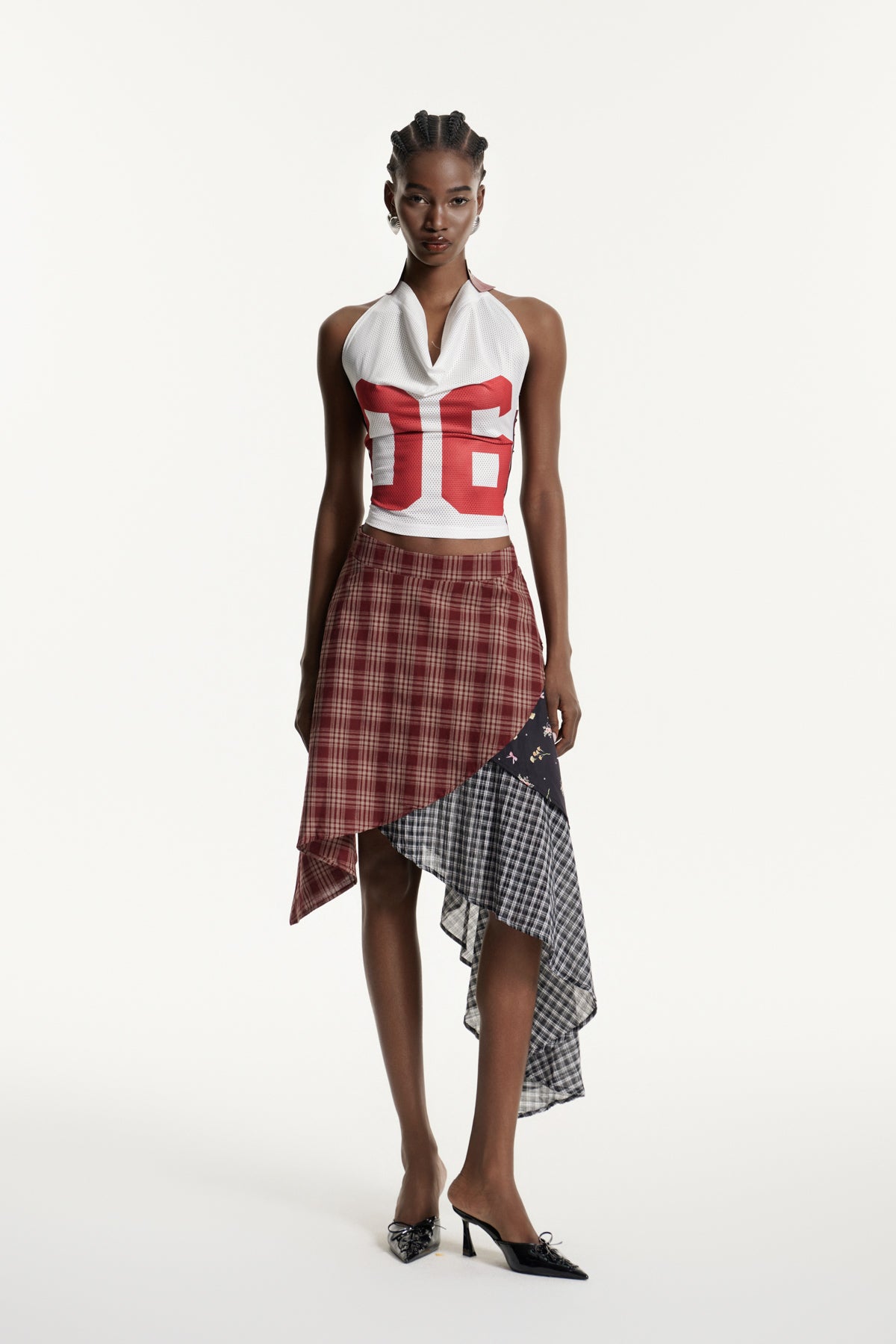 Edoardo Grid Deconstruct Midi Skirt
