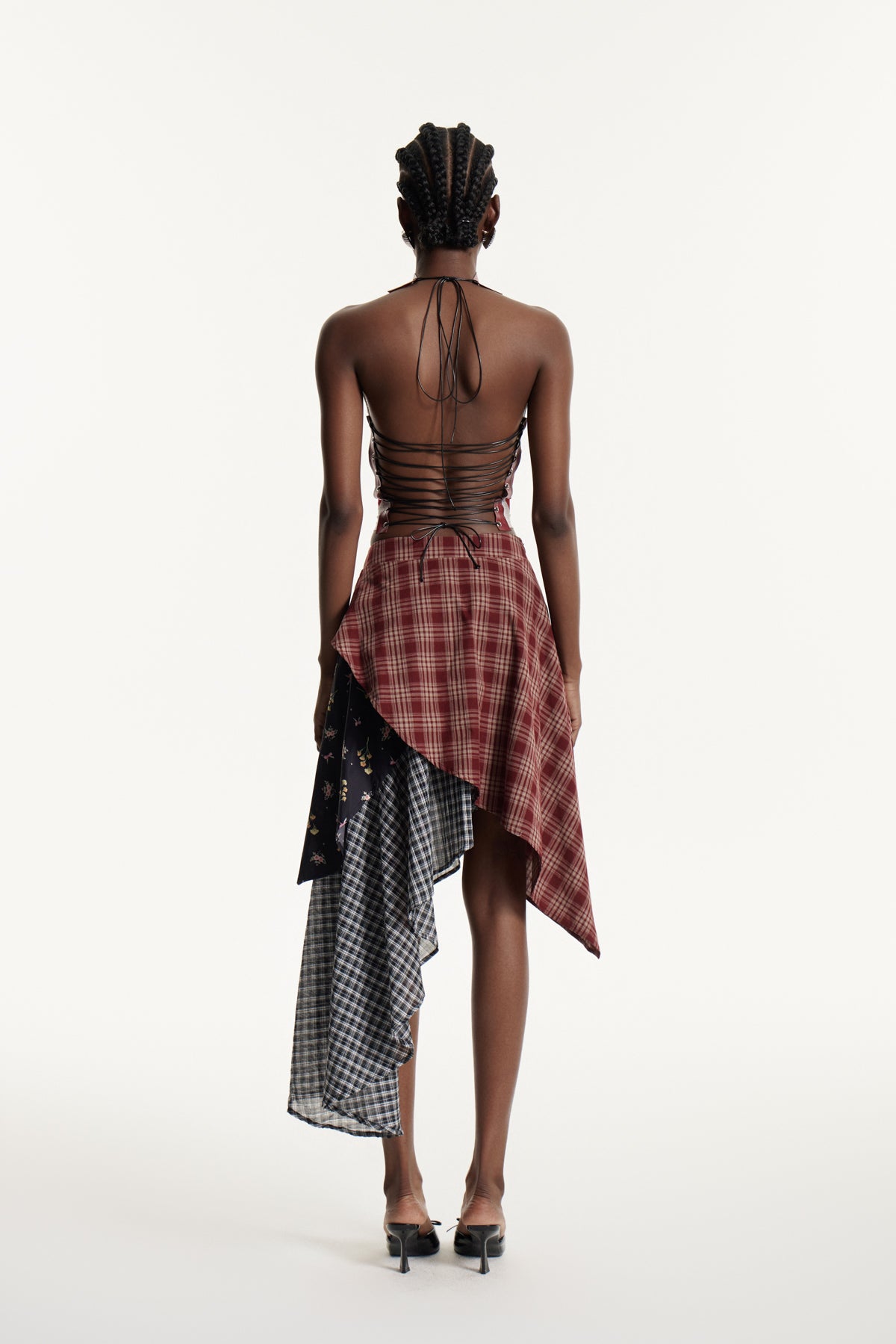 Edoardo Grid Deconstruct Midi Skirt