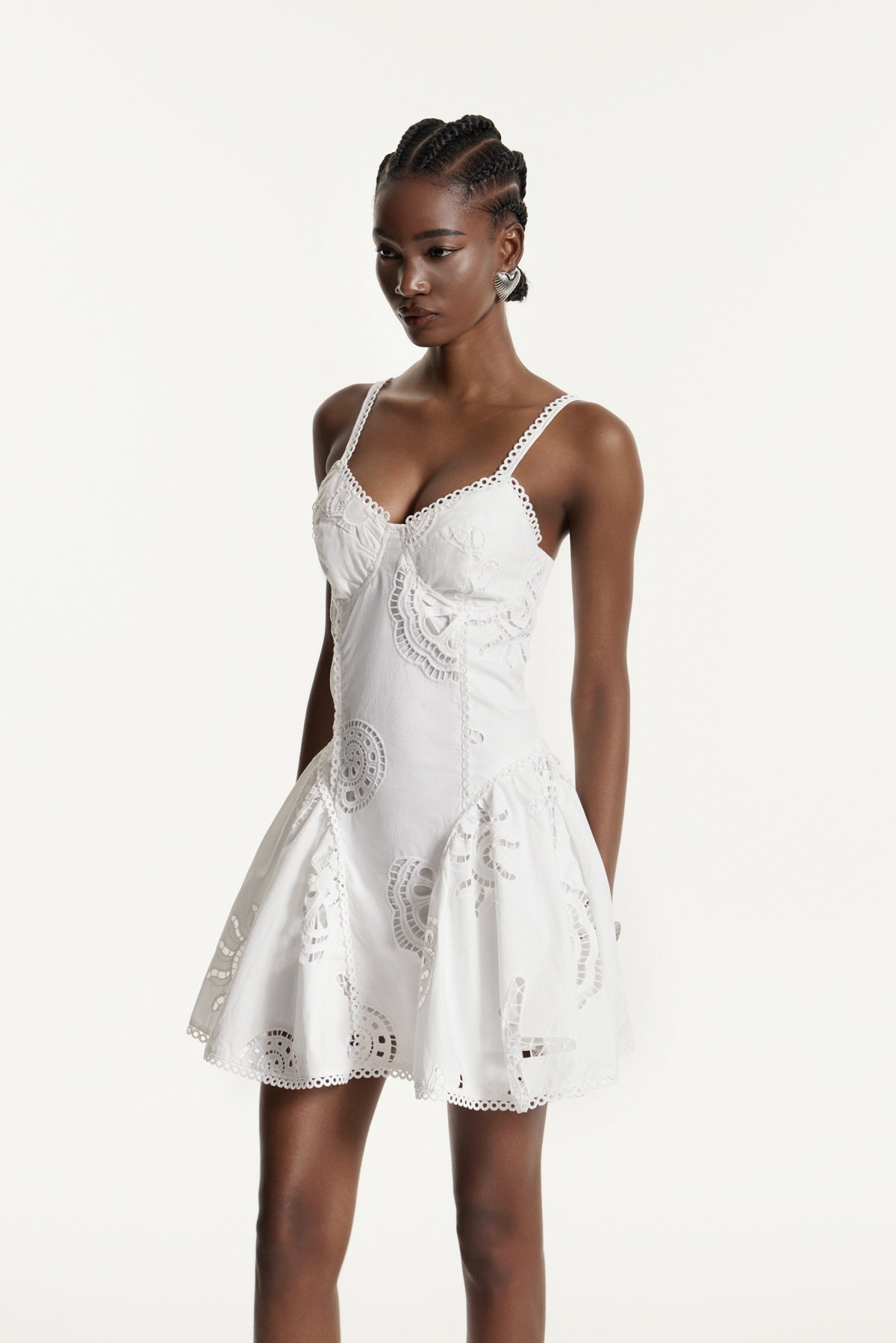 Edom Spaghetti Embroidered Mini Dress