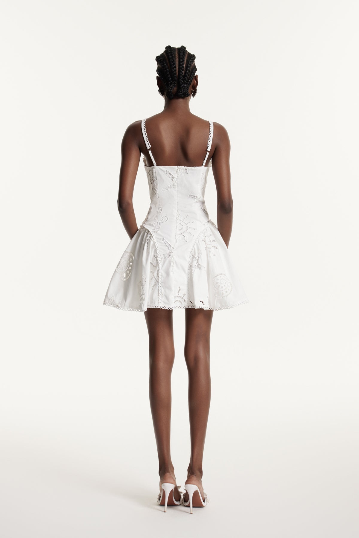 Edom Spaghetti Embroidered Mini Dress