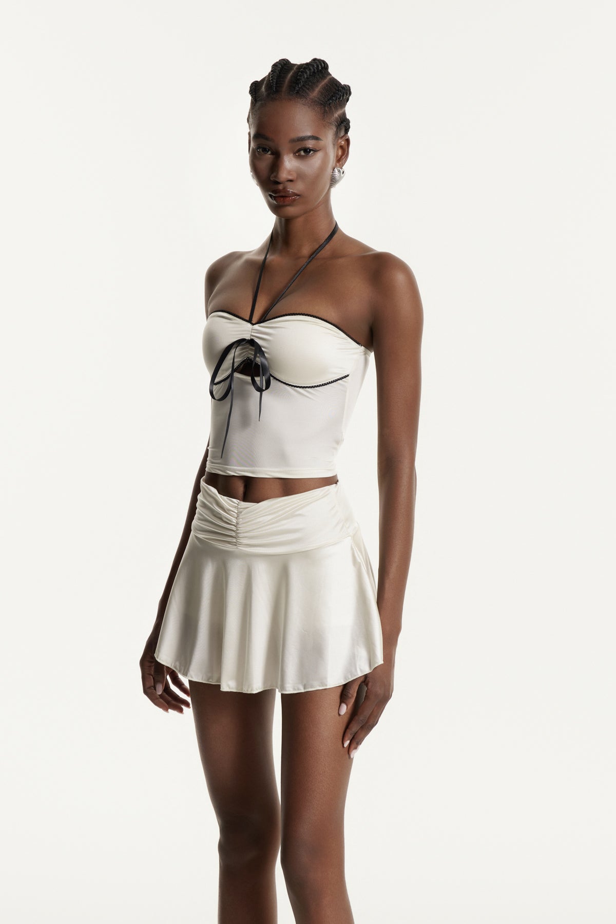 Edorta Cutout Ruch Skirt Set