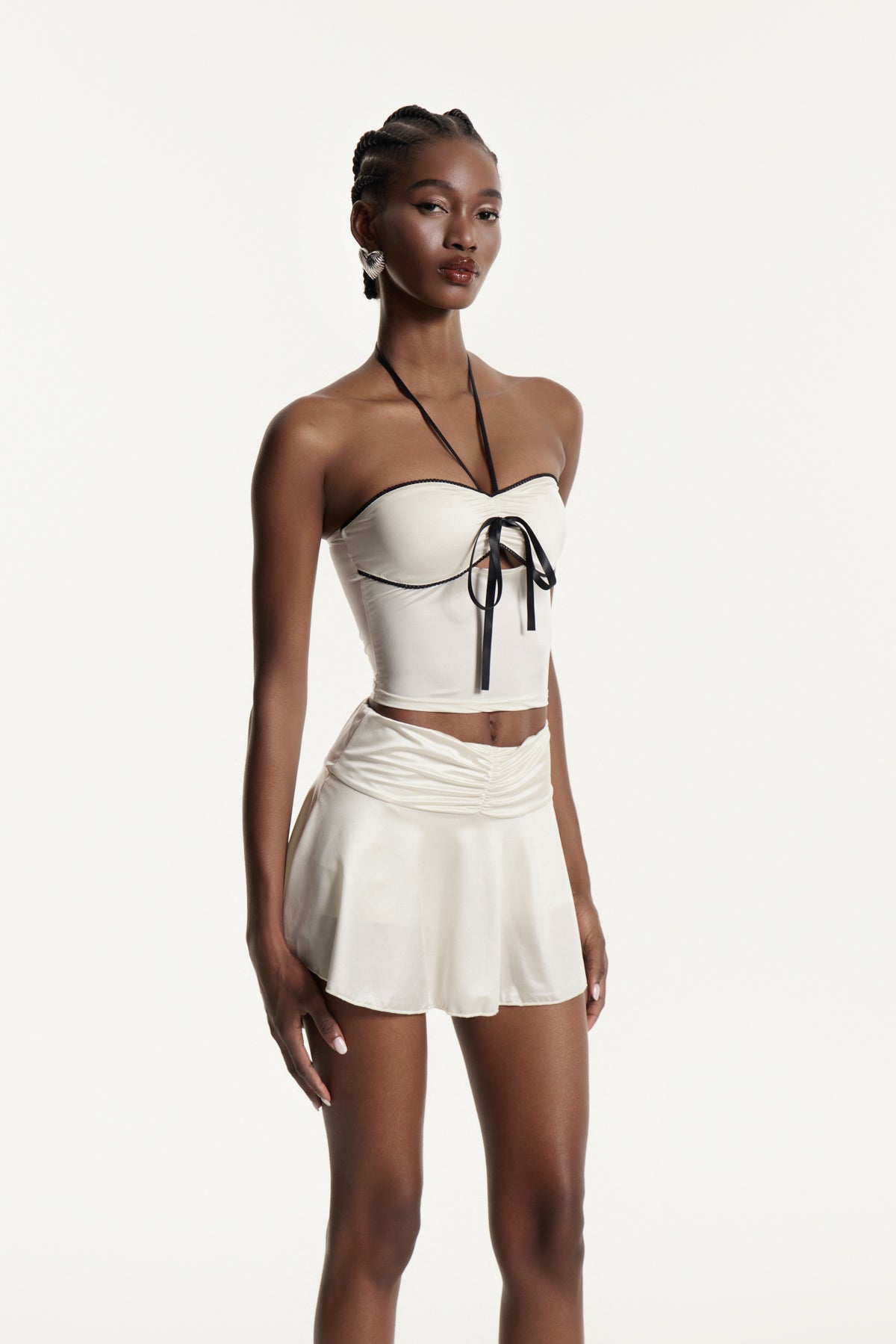 Edorta Cutout Ruch Skirt Set