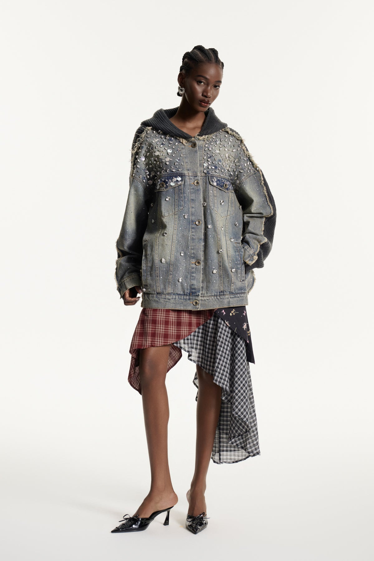 Edson Crystal Deconstruct Denim Jacket