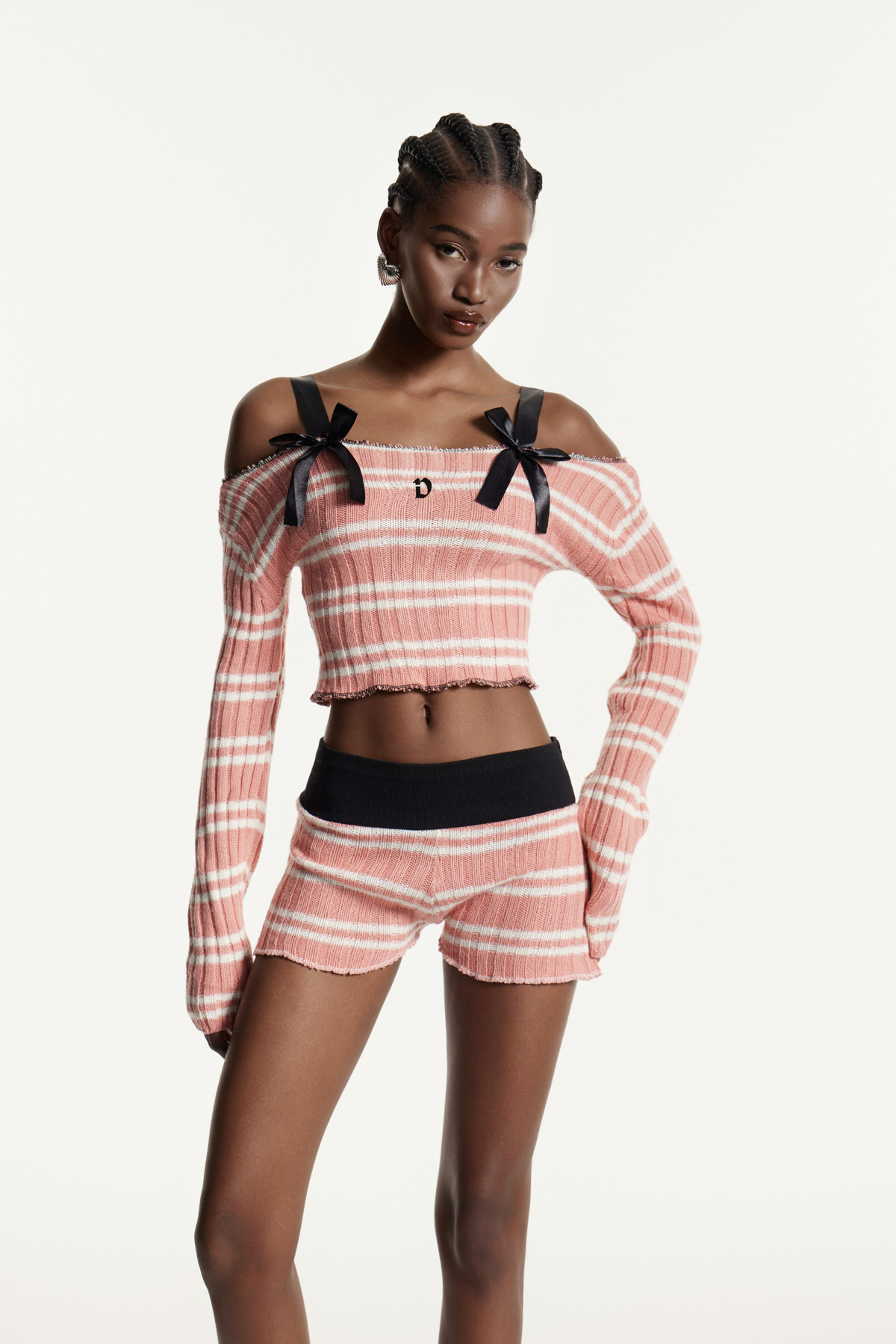 Eduarda Off Shoulder Stripe Bow Pants Set