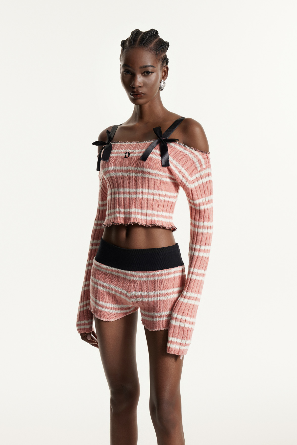 Eduarda Off Shoulder Stripe Bow Pants Set