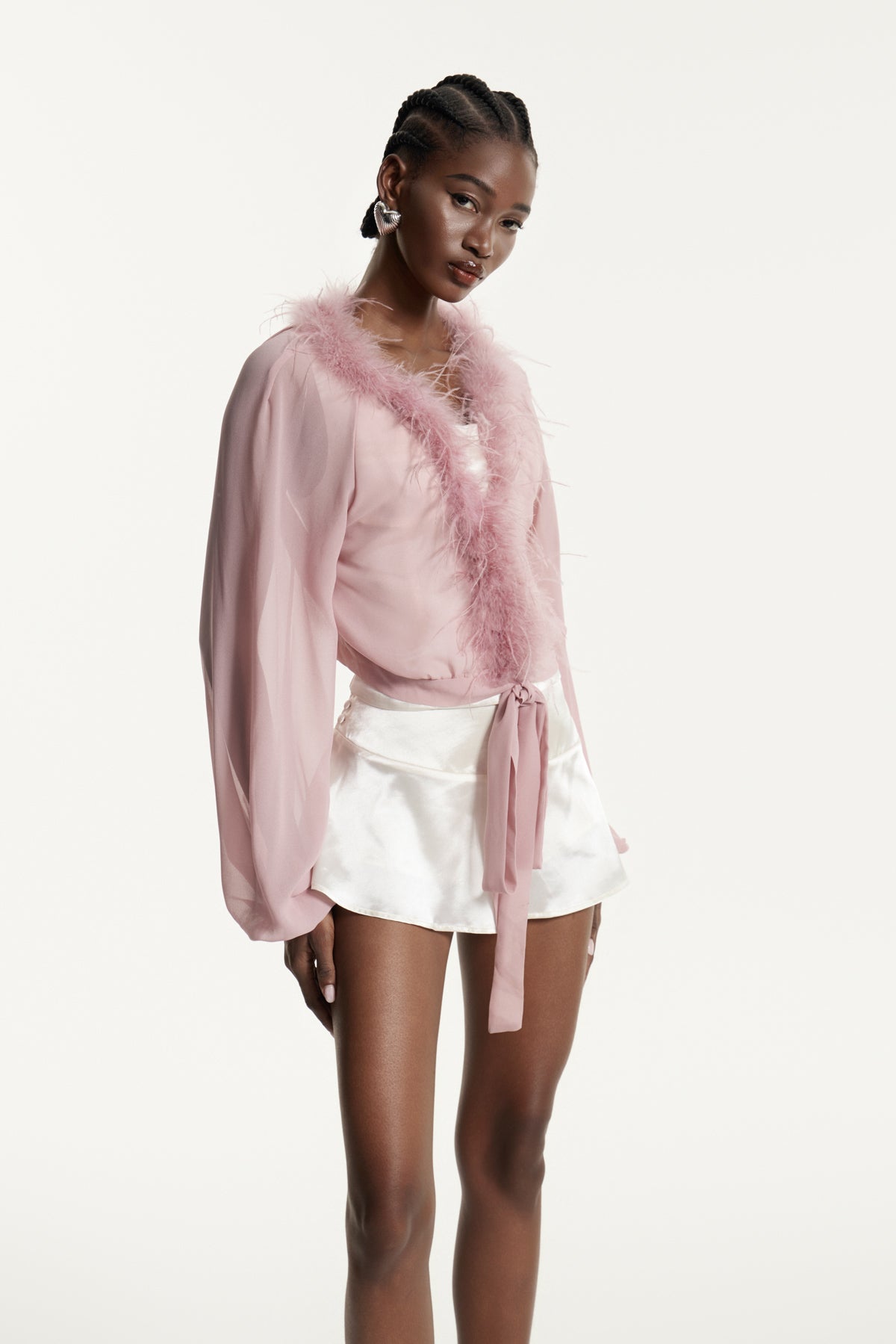 Eduardo Balloon Sleeve Faux Fur Top