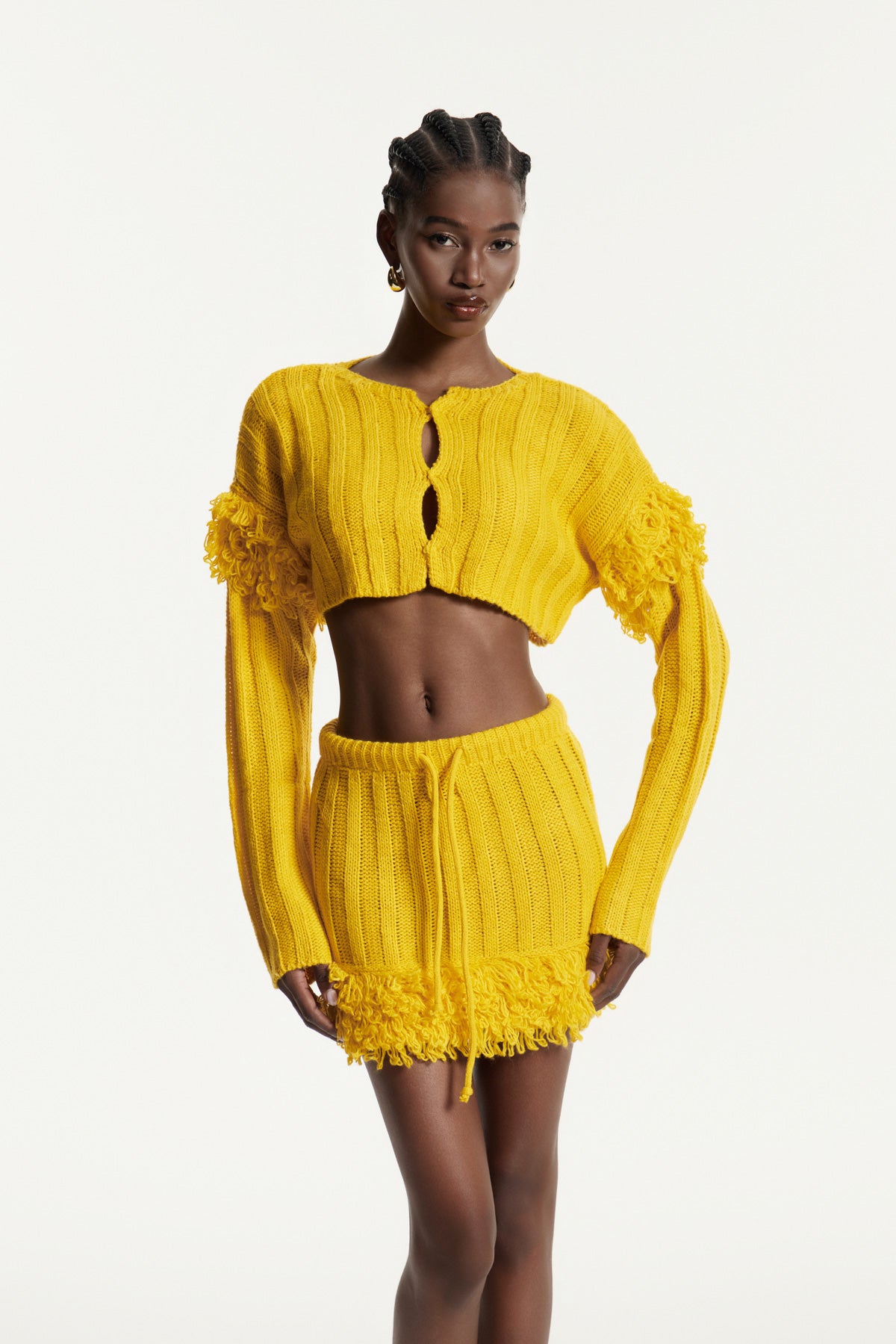 Edvige Fringe Knit Skirt Set