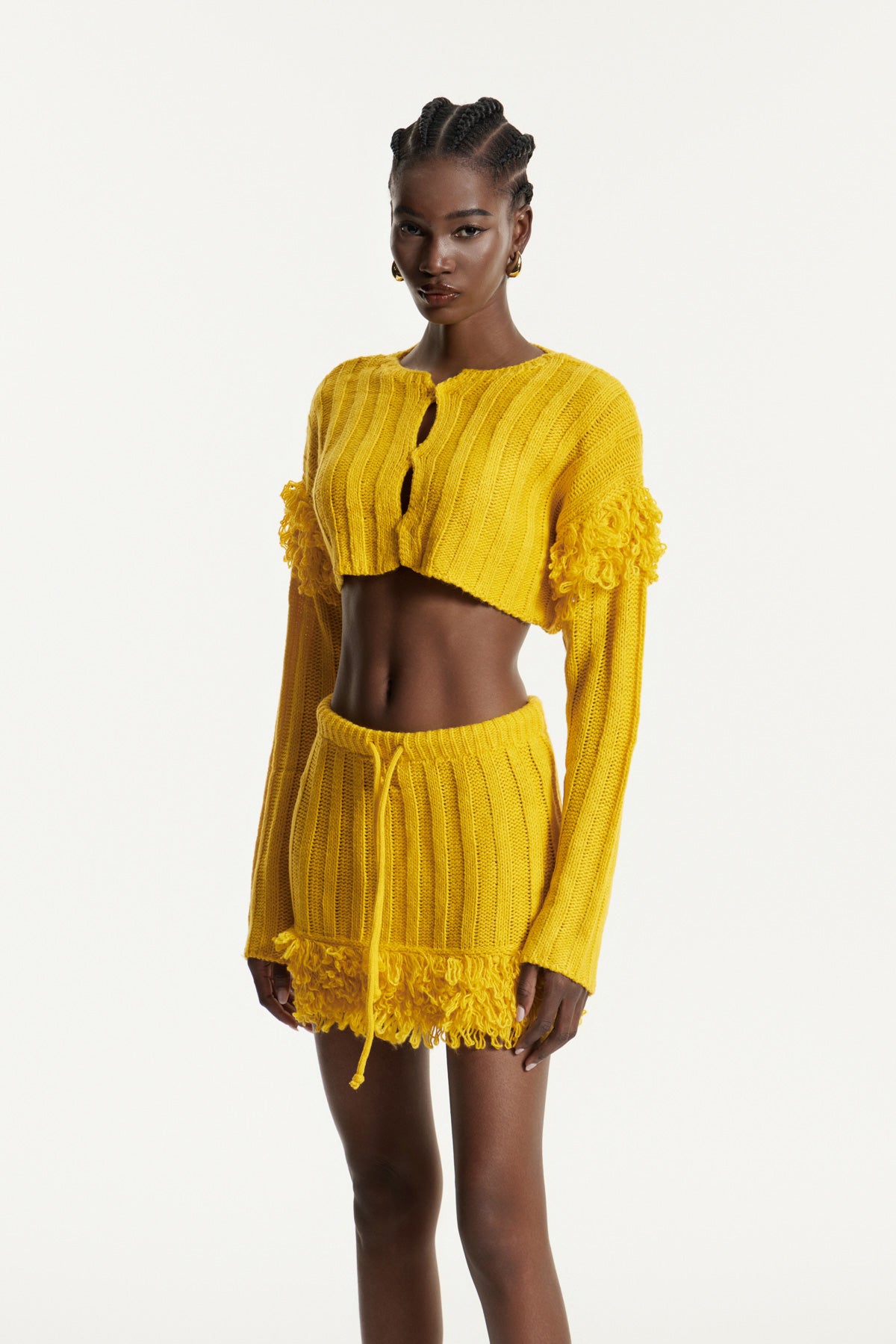 Edvige Fringe Knit Skirt Set