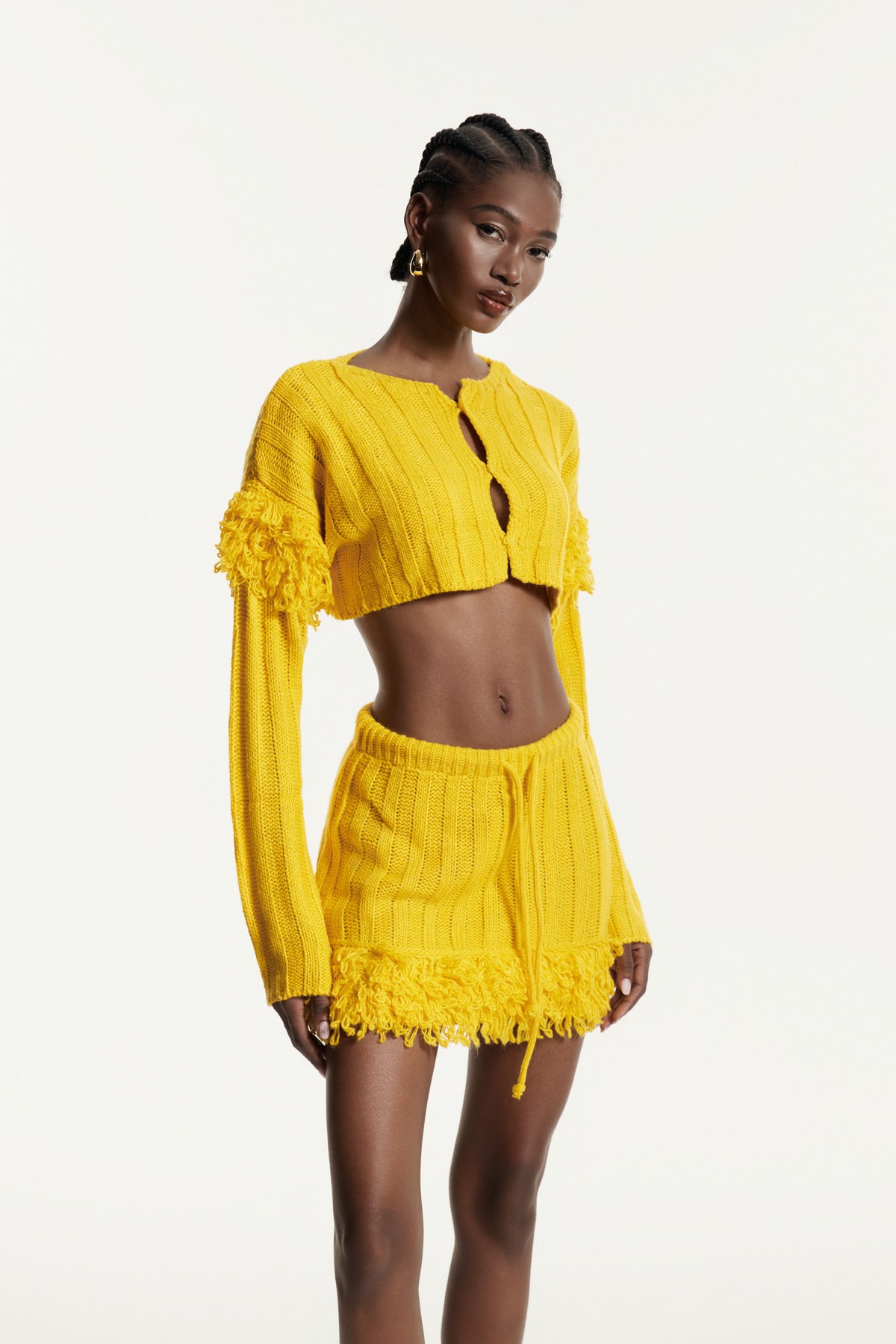 Edvige Fringe Knit Skirt Set