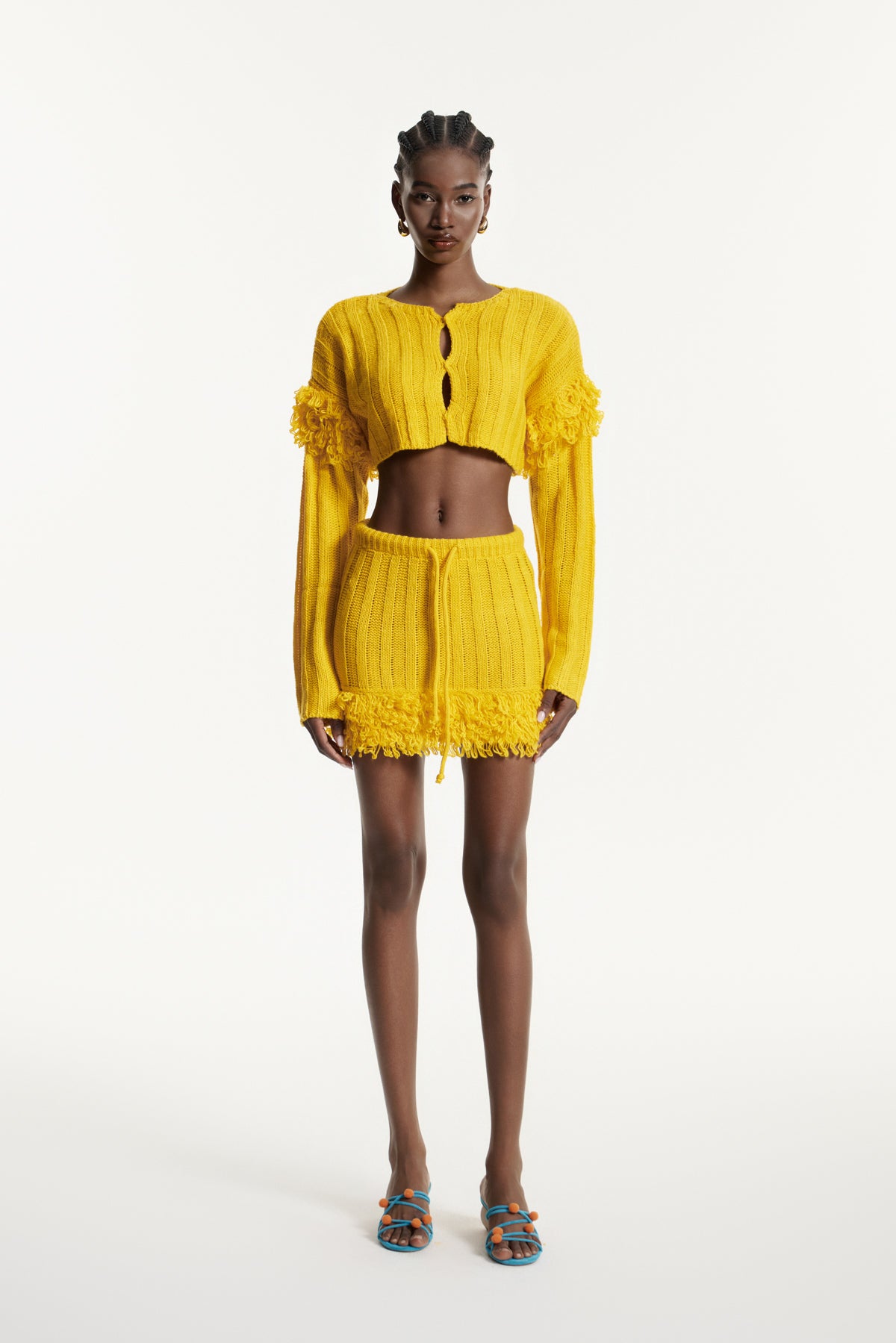 Edvige Fringe Knit Skirt Set