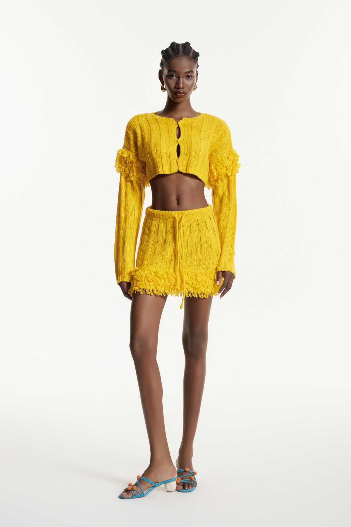 Edvige Fringe Knit Skirt Set