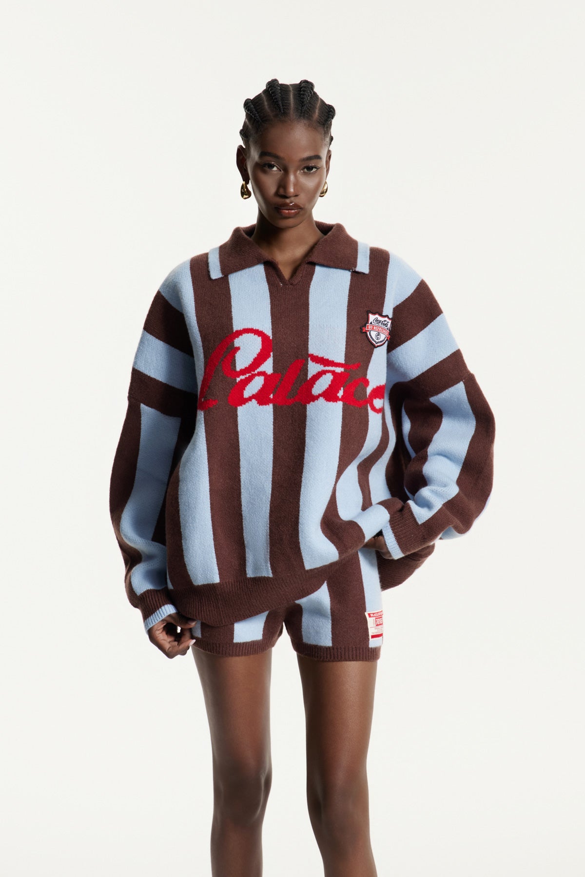 Edwena Stripe Knit Pants Set In Brown