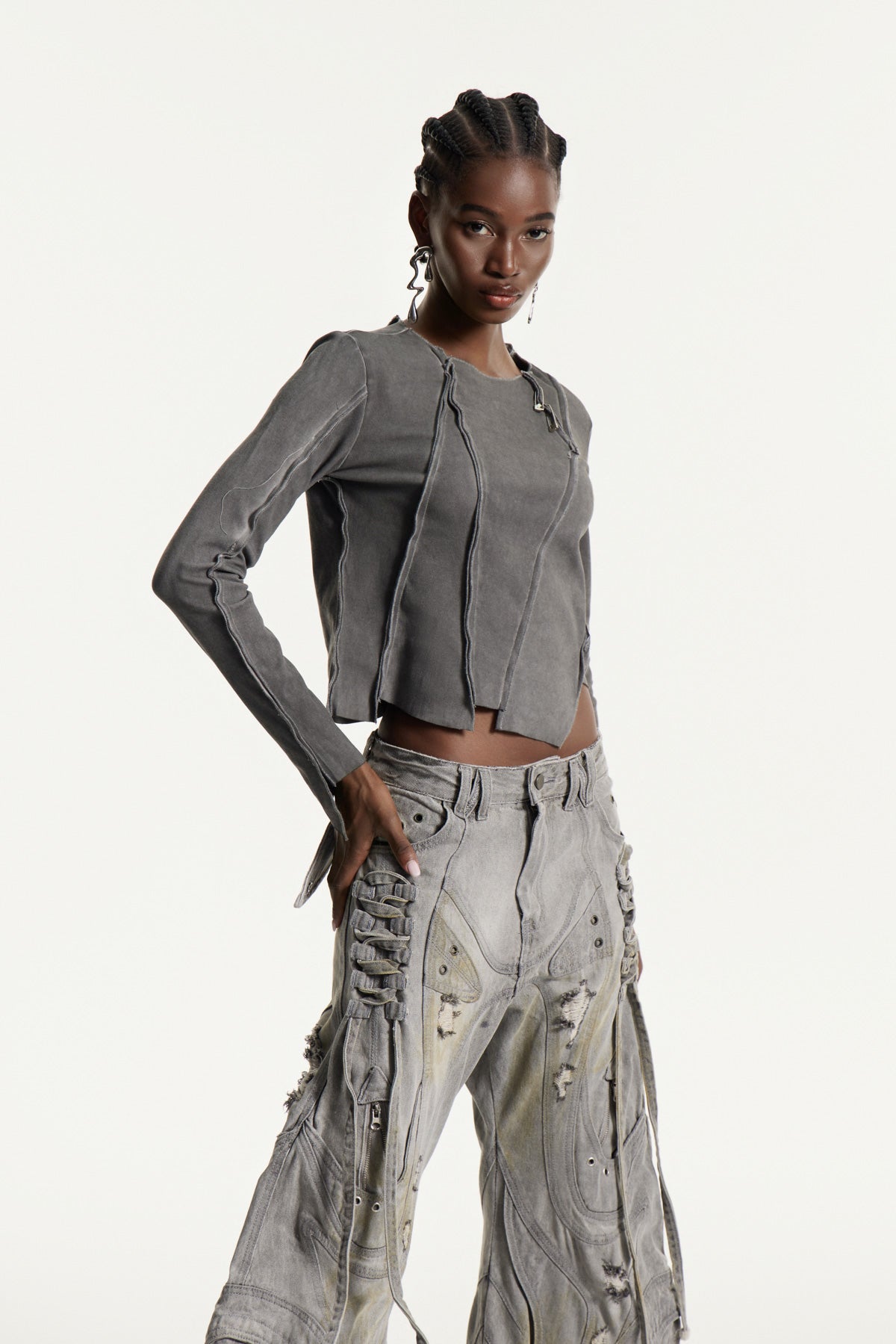Edwin Deconstruct Asymmetric Top In Grey