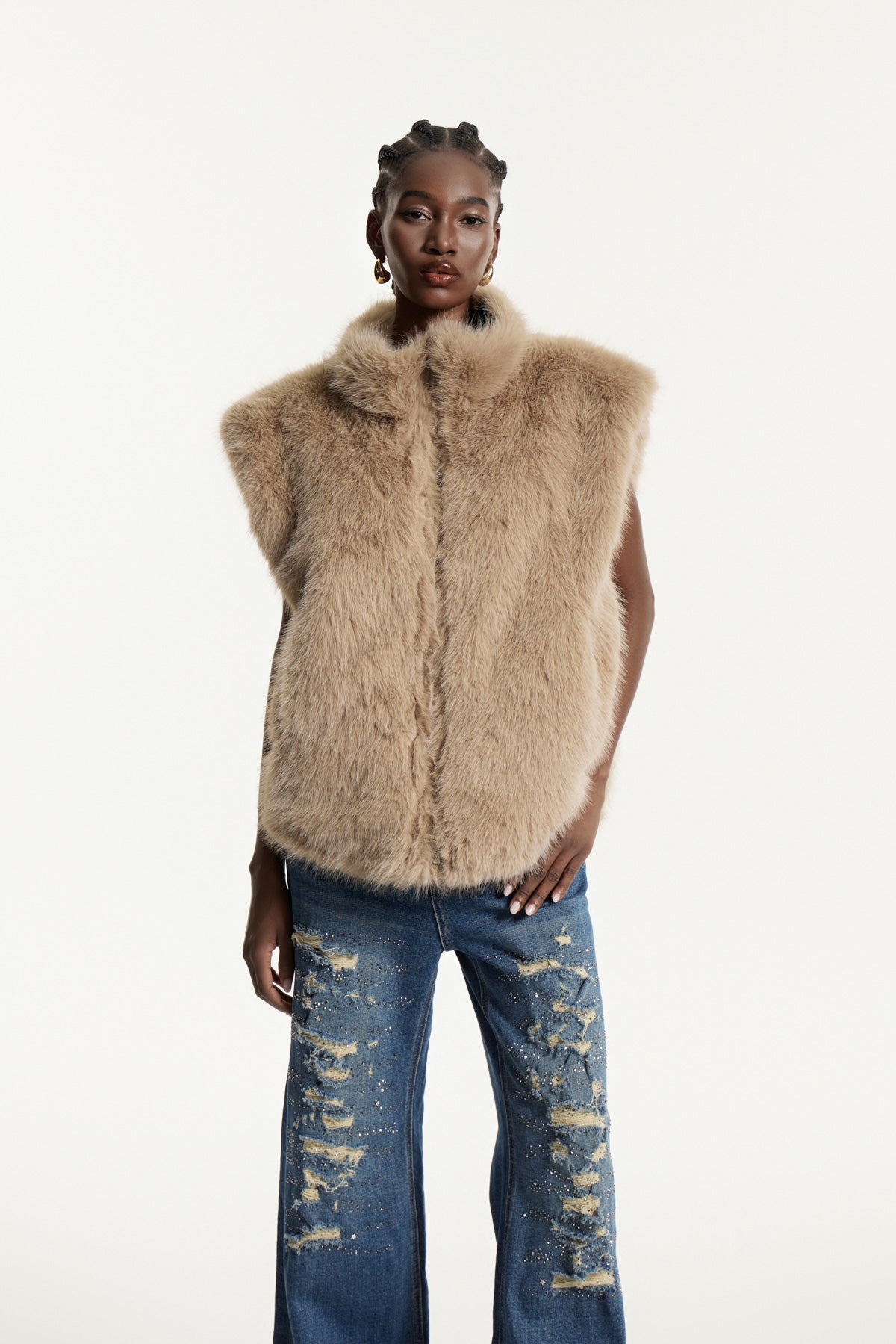 Edwina Faux Fur Grid Vest