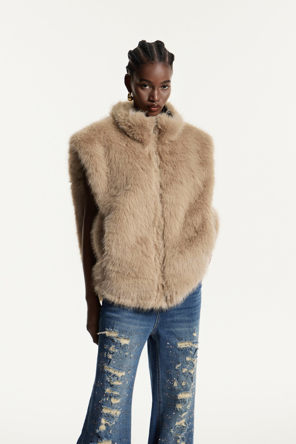 Edwina Faux Fur Grid Vest