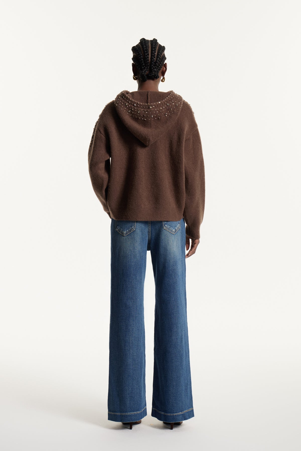 Edwyn Crystal Knit Top In Brown
