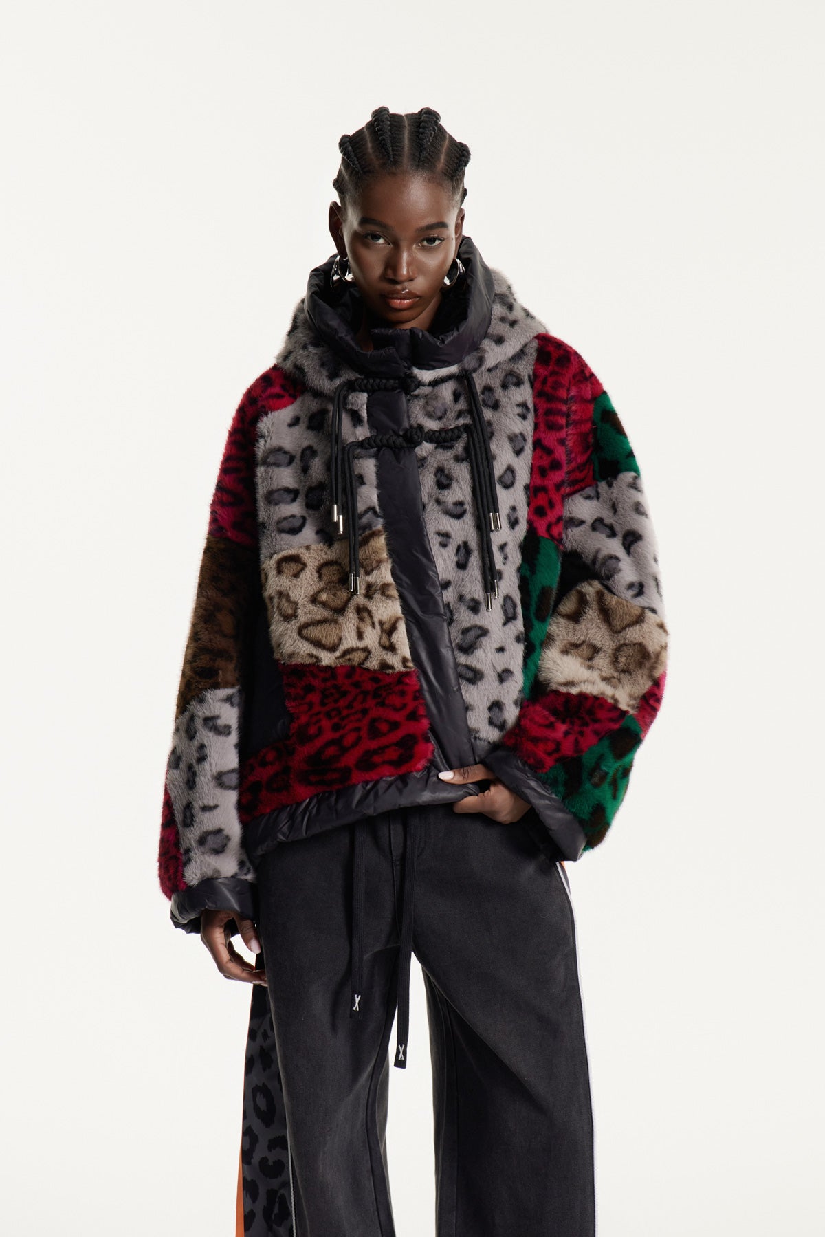 Eemeli Faux Fur Deconstruct Leopard Jacket