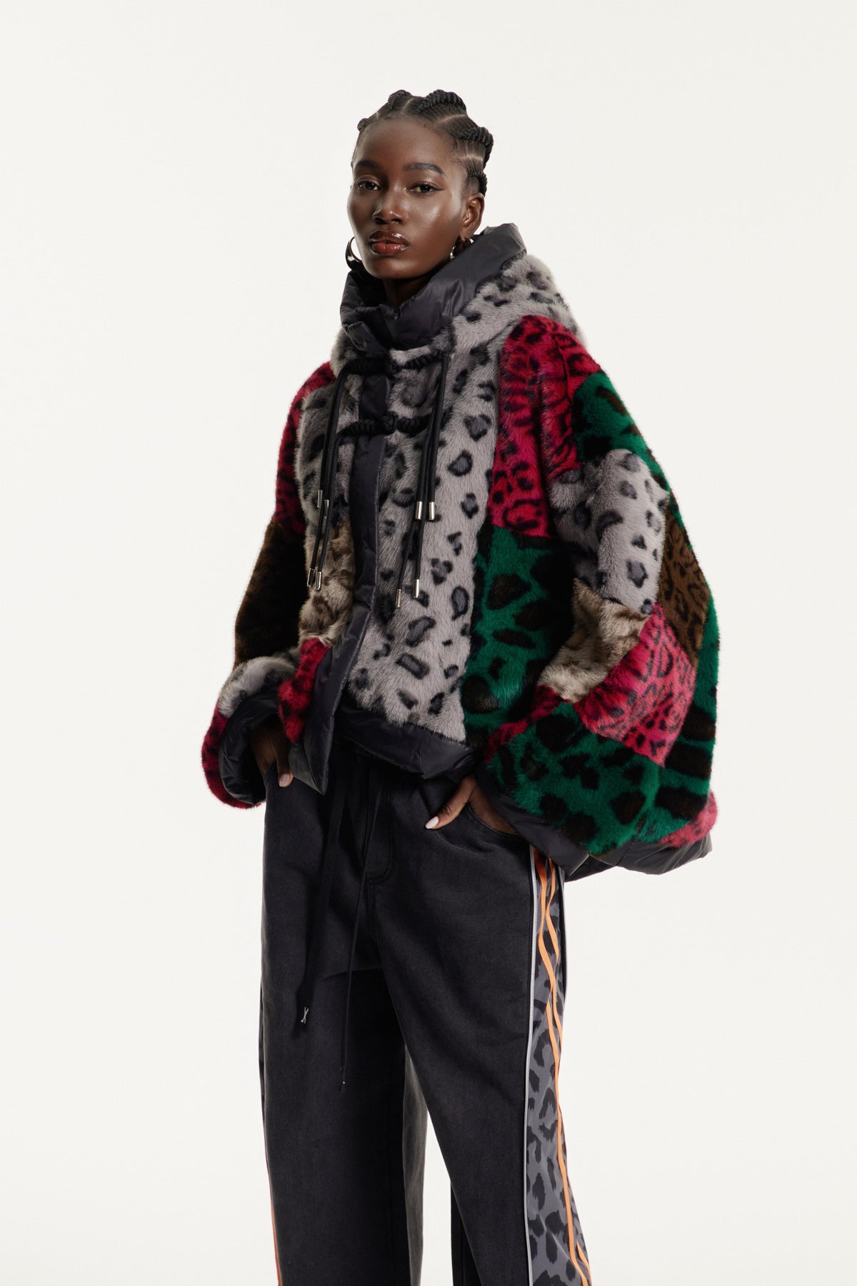 Eemeli Faux Fur Deconstruct Leopard Jacket