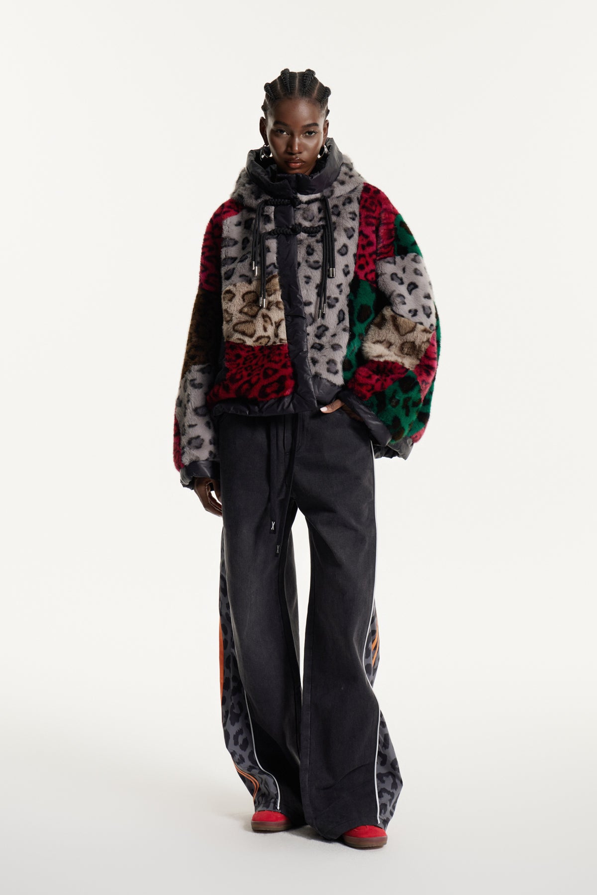 Eemeli Faux Fur Deconstruct Leopard Jacket