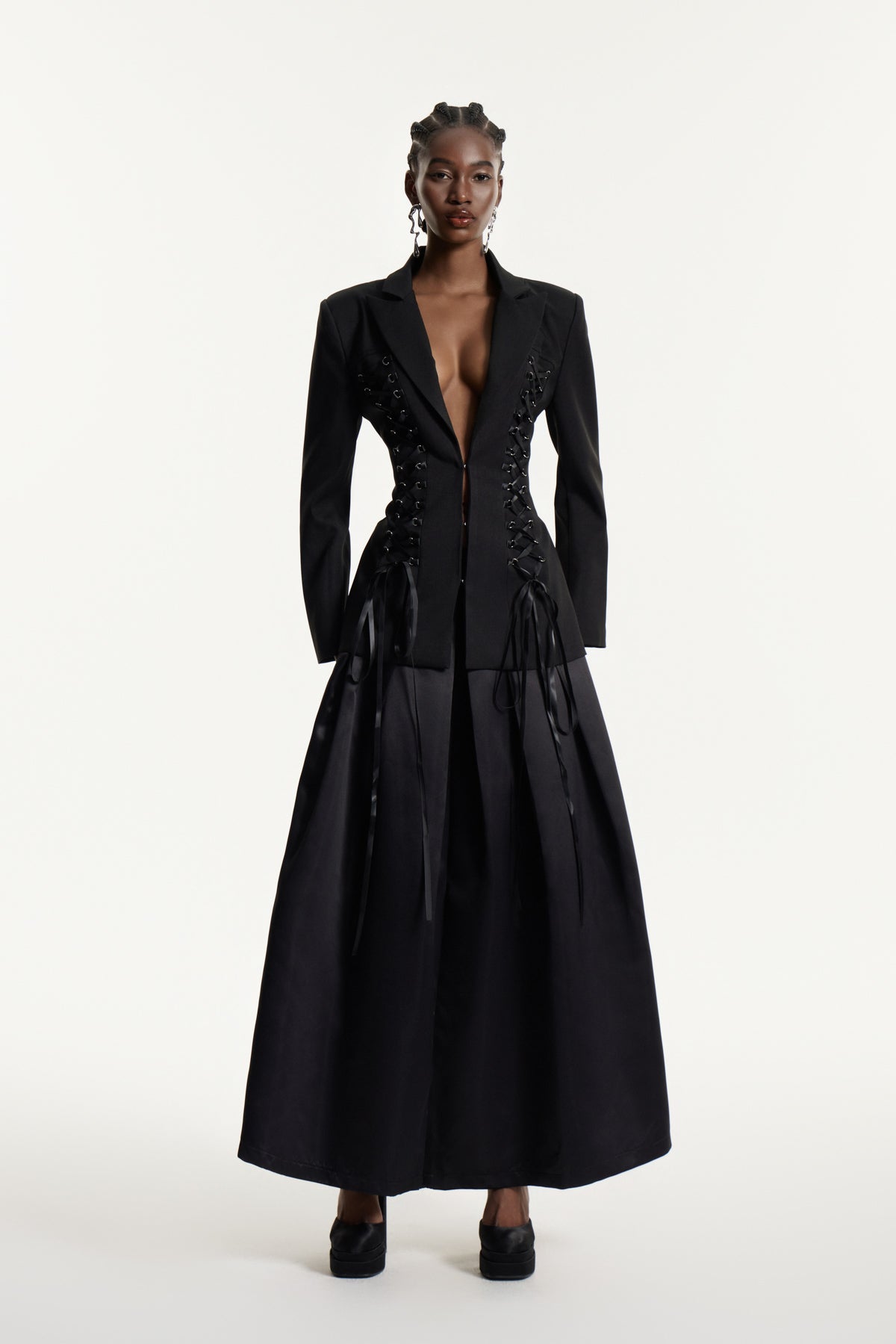 Eesa Plunge Lace Up Blazer