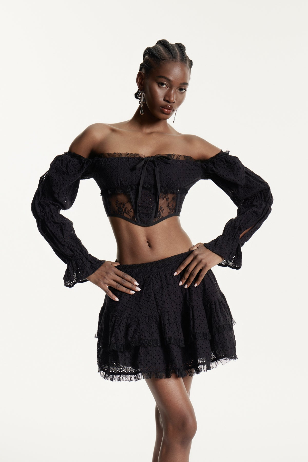 Efemena Off Shoulder Corset Skirt Set