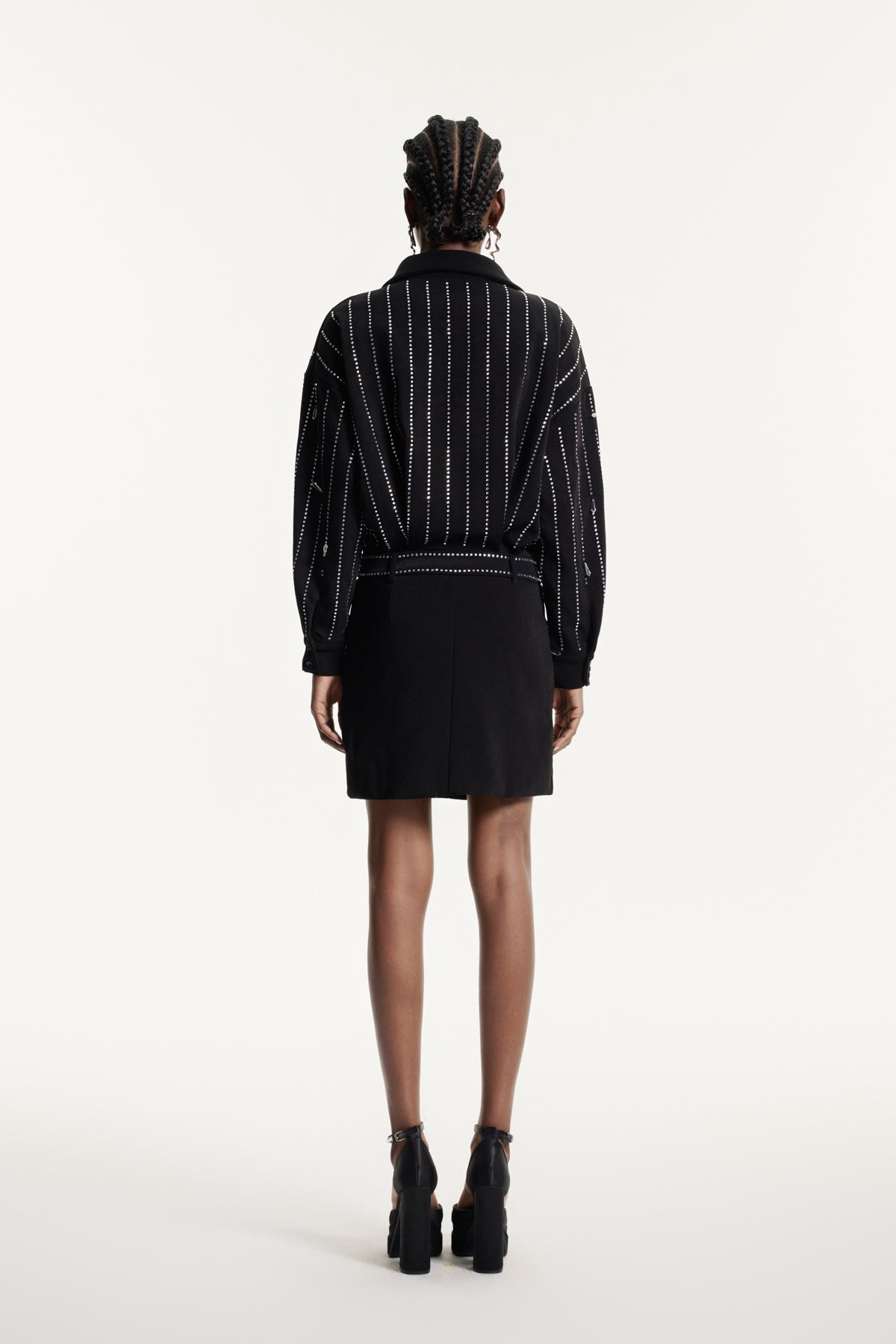 Effimia Rhinestone Mini Shirt Dress