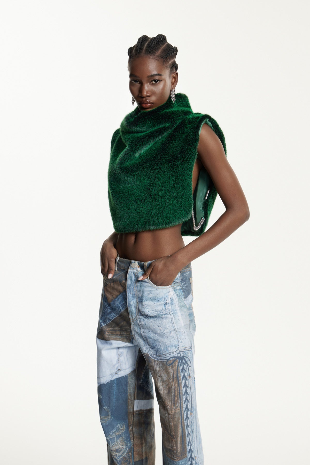 Effrosyni Faux Fur Crop Top