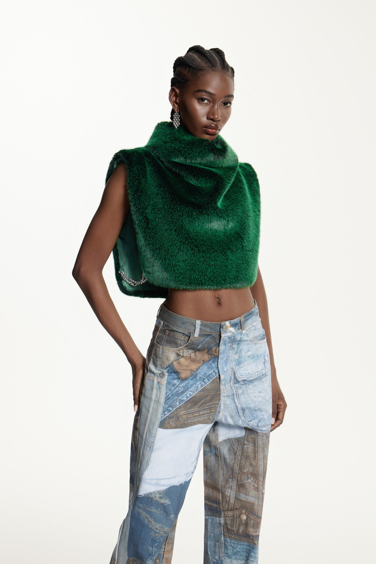 Effrosyni Faux Fur Crop Top