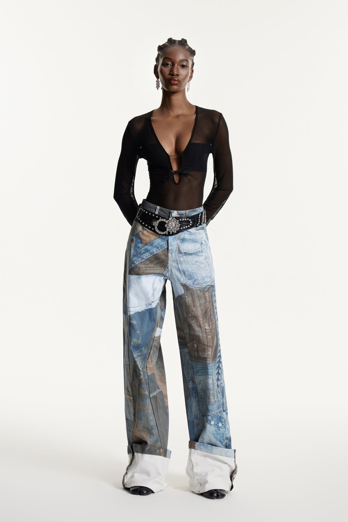 Efisio Deconstruct Print Jeans