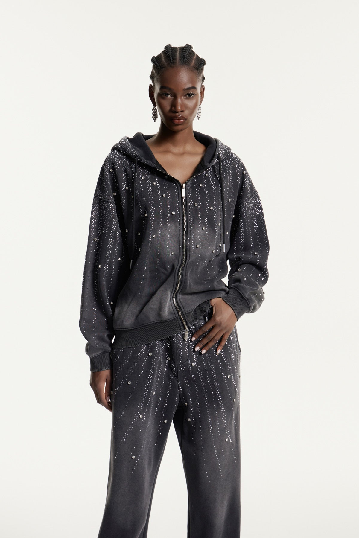 Efnan Crystal Hooded Pants Set