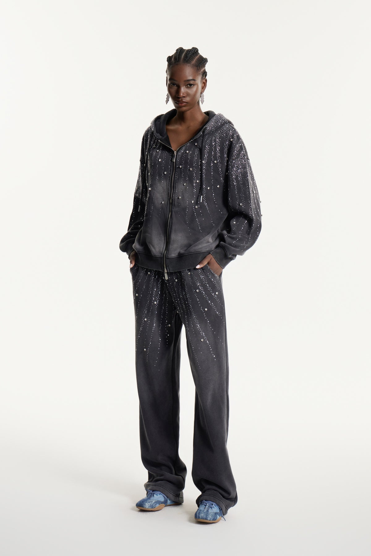 Efnan Crystal Hooded Pants Set