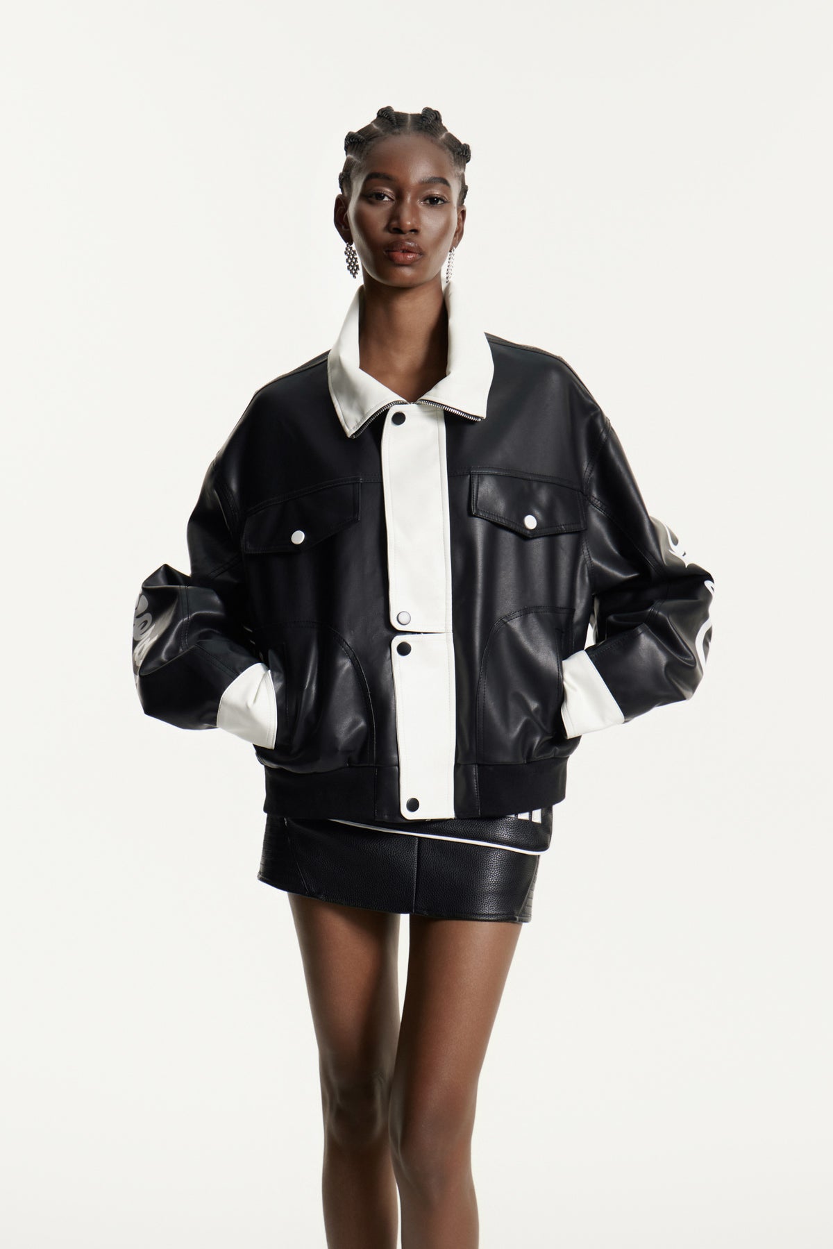 Efstathia Print Deconstruct Leather Jacket