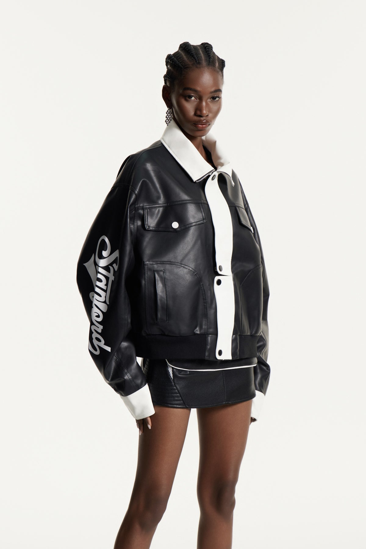 Efstathia Print Deconstruct Leather Jacket